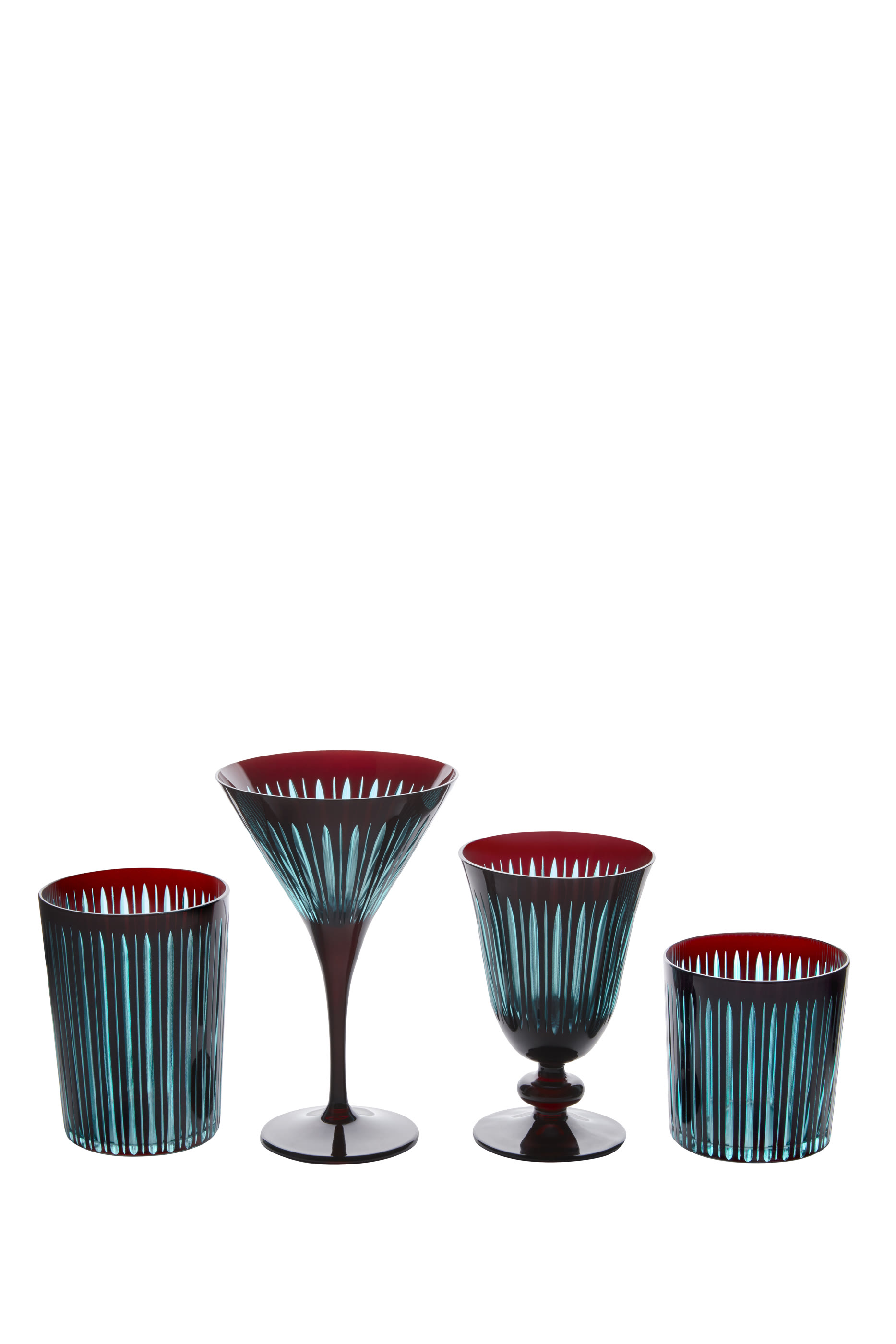 Prism Double Old Fashioned Glasses-Bordeaux, Set of 4