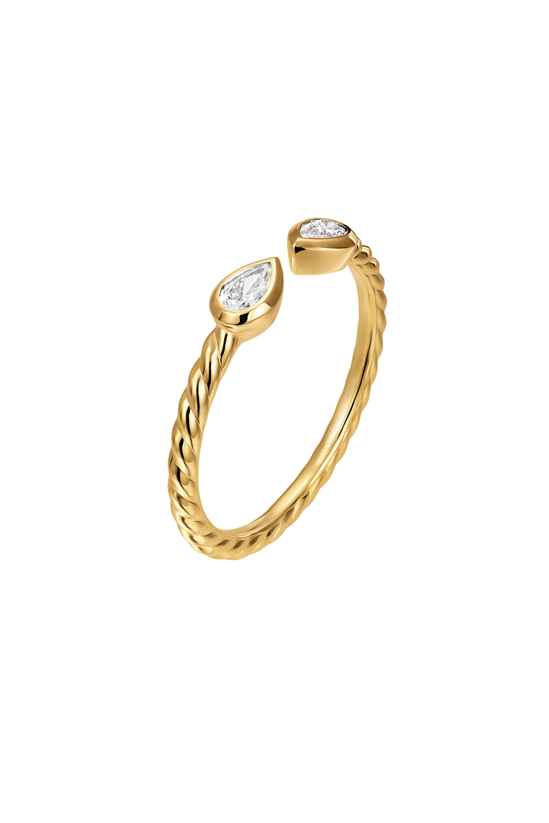 Petite Modern Renaissance&reg; Open Pear Ring, 18K Yellow Gold  Diamonds