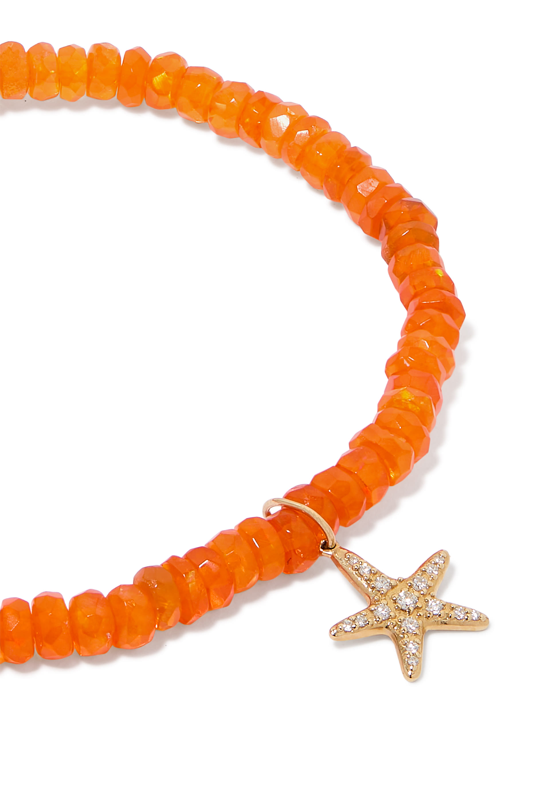 Starfish Charm Beaded Bracelet, 14k Yellow Gold  Diamonds, Ethiopian Opal