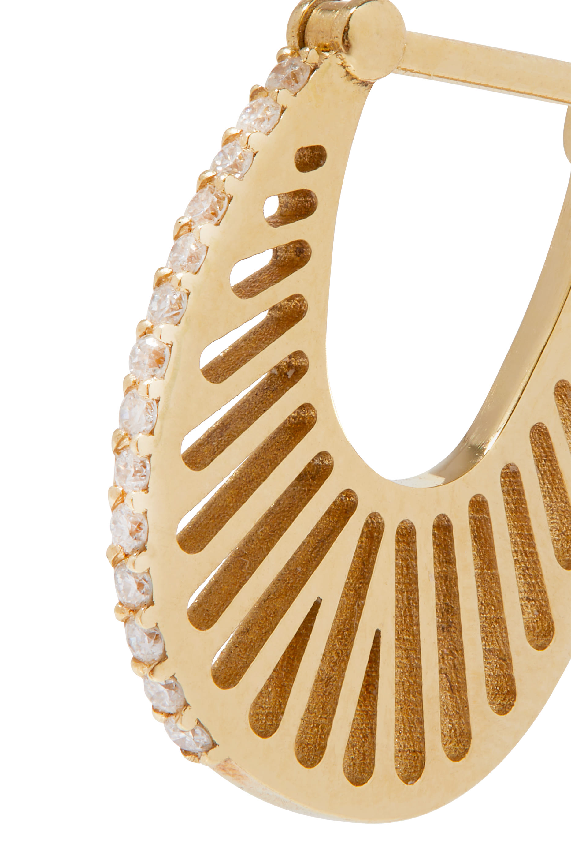 Flat Ray Size 2 Hoop Earrings, 18k Yellow Gold  Diamonds