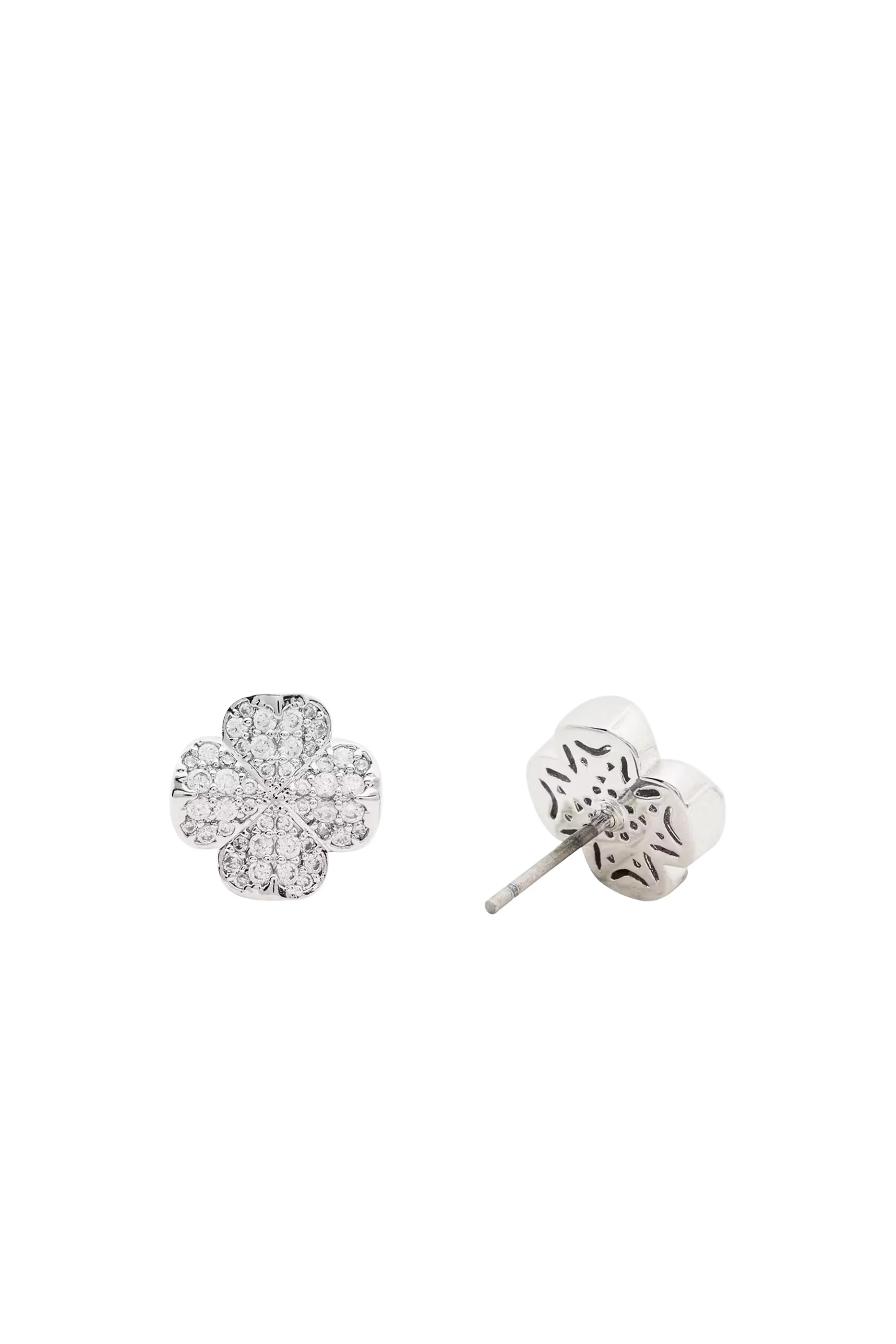  Spade Flower Pav&eacute; Studs 