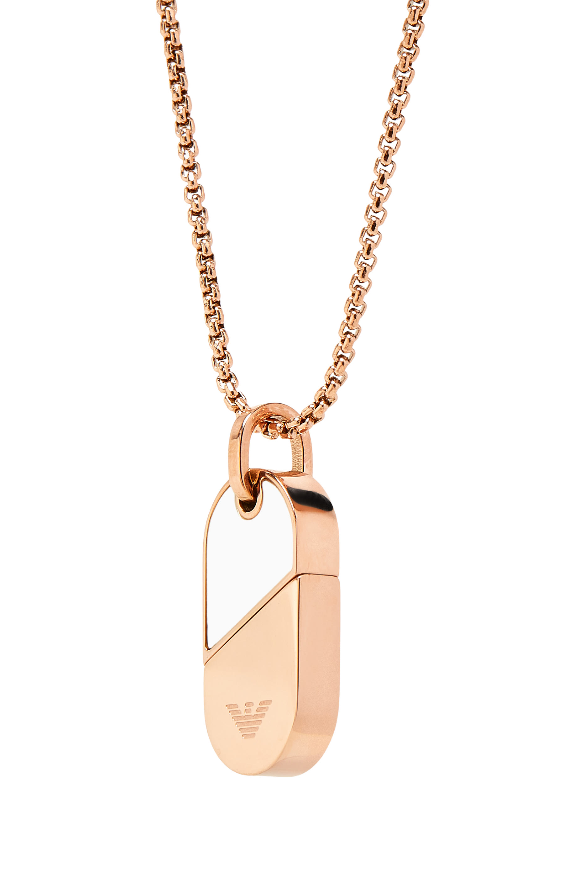 Dog Tag Necklace,  Rose Gold-Tone Sterling Silver  Mother of Pearl