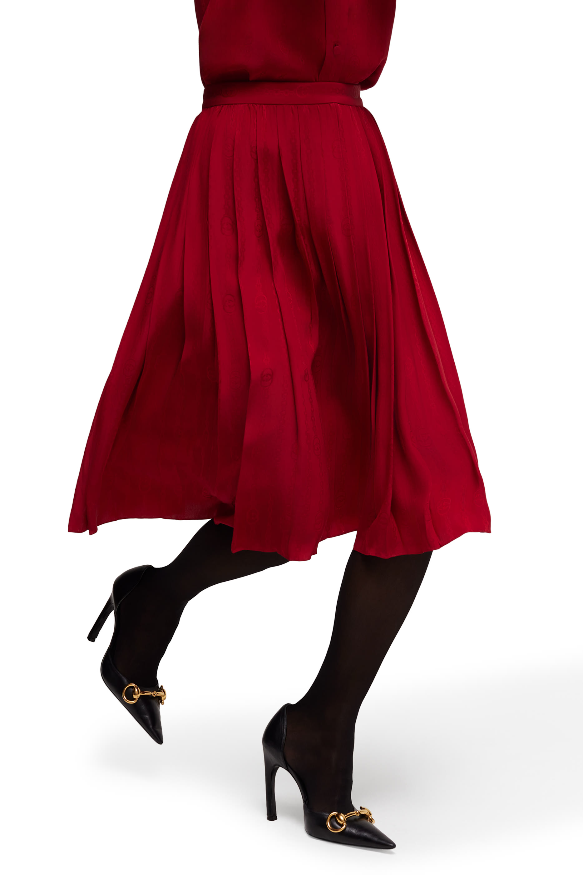  Interlocking G Chain Silk Jacquard Midi Skirt