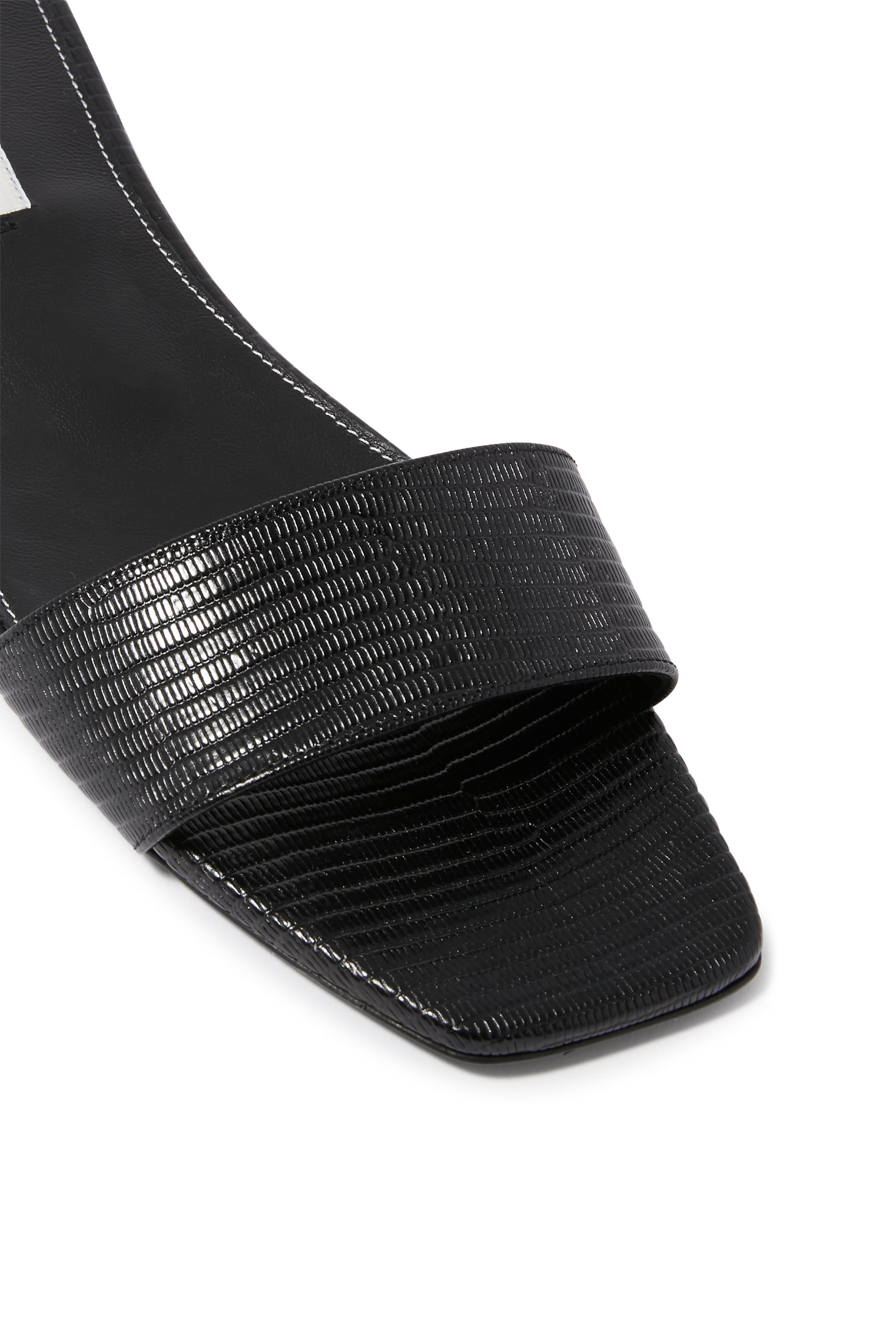 Lizard-Embossed Bandeau Sandals