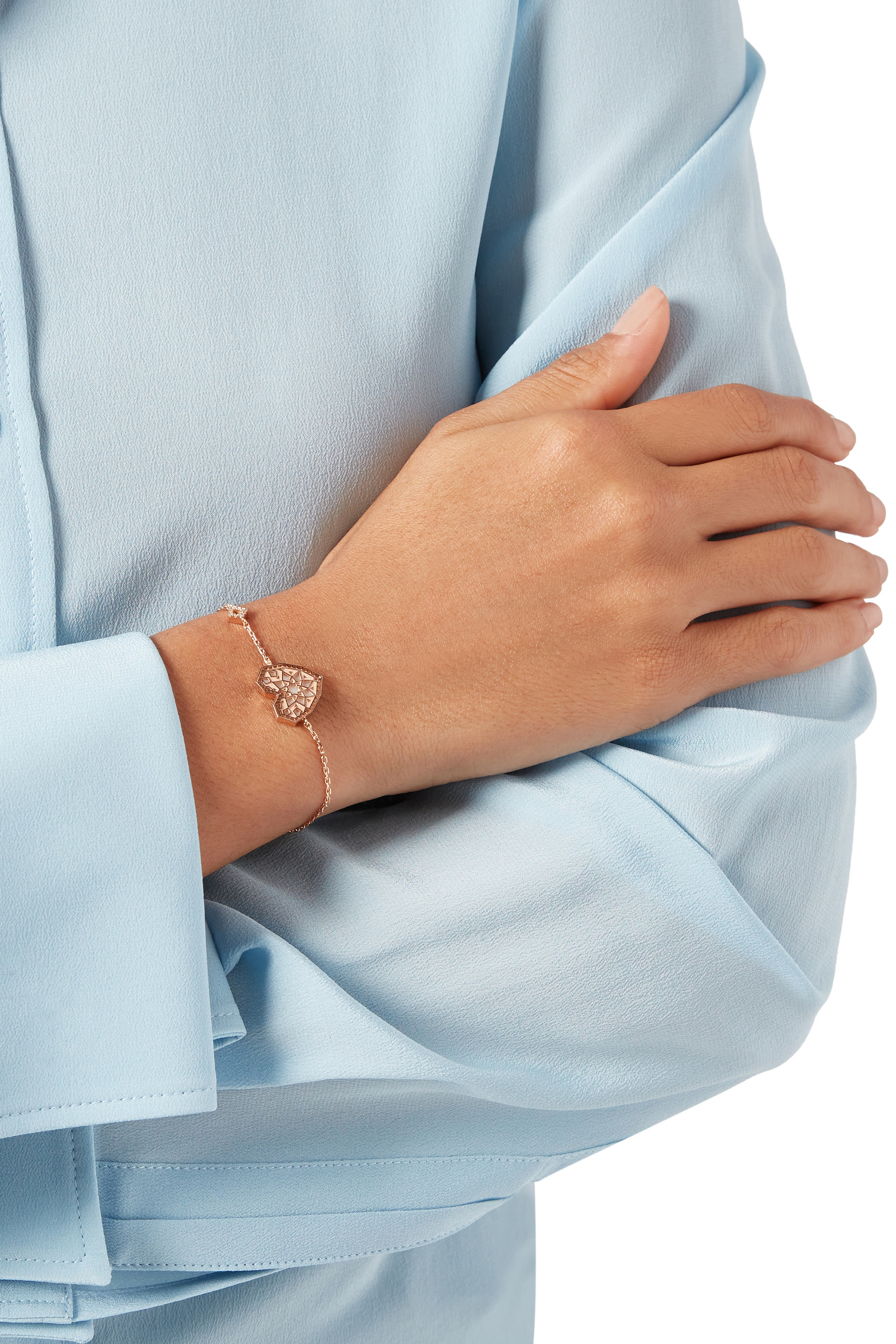Qalb Turath Small Bracelet, 18k Pink Gold  Mother-of-Pearl, Diamonds