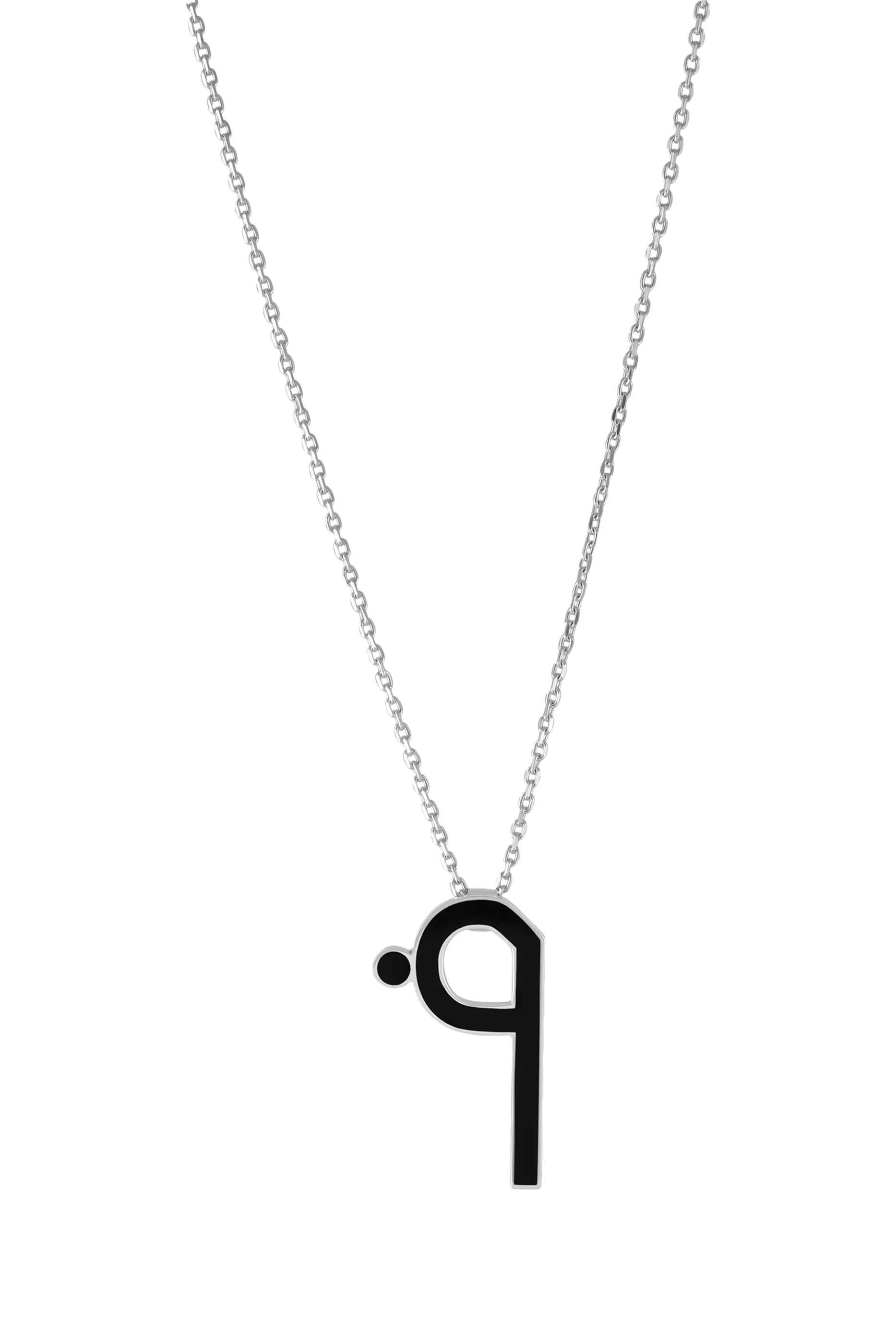 Shiny Long Letter Faa Pendant, Sterling Silver  Enamel