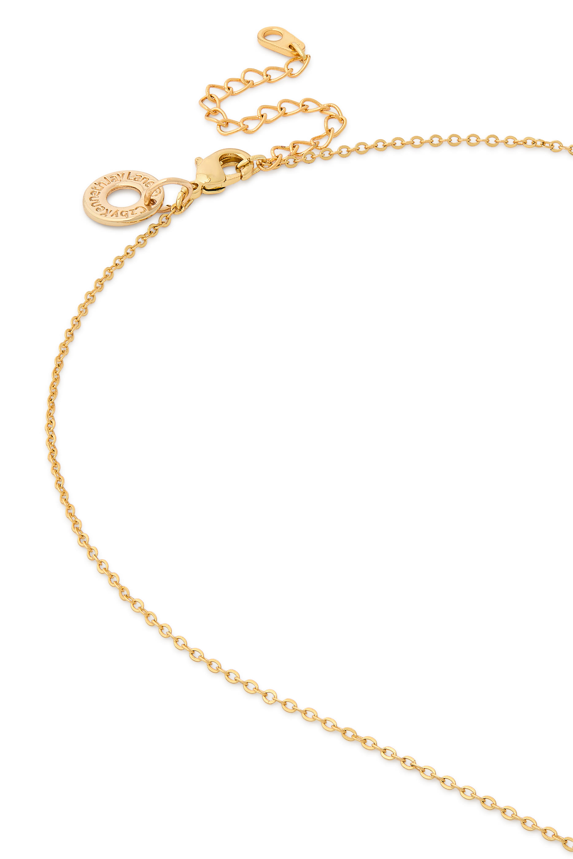 Pear Y Necklace, Rhodium-plated Brass  Emerald, Cubic Zirconia