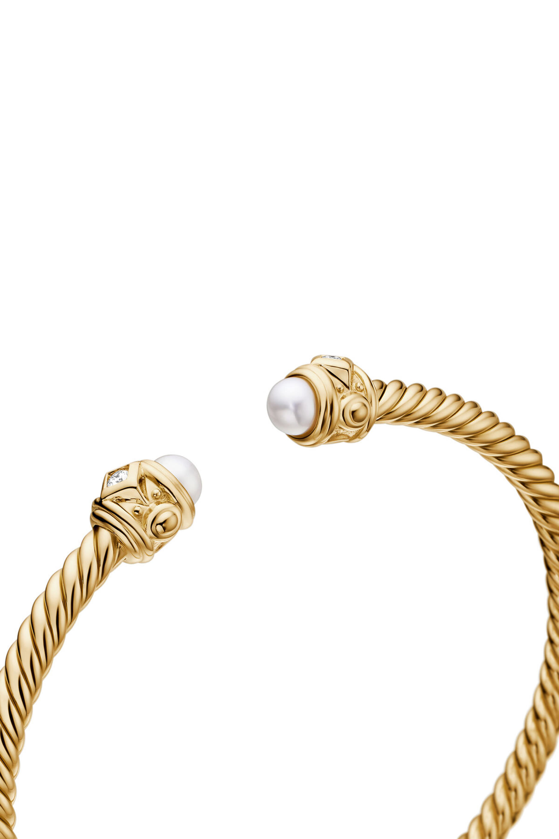 Renaissance Cablespira Bracelet, 18K Yellow Gold with Diamonds  Pearl