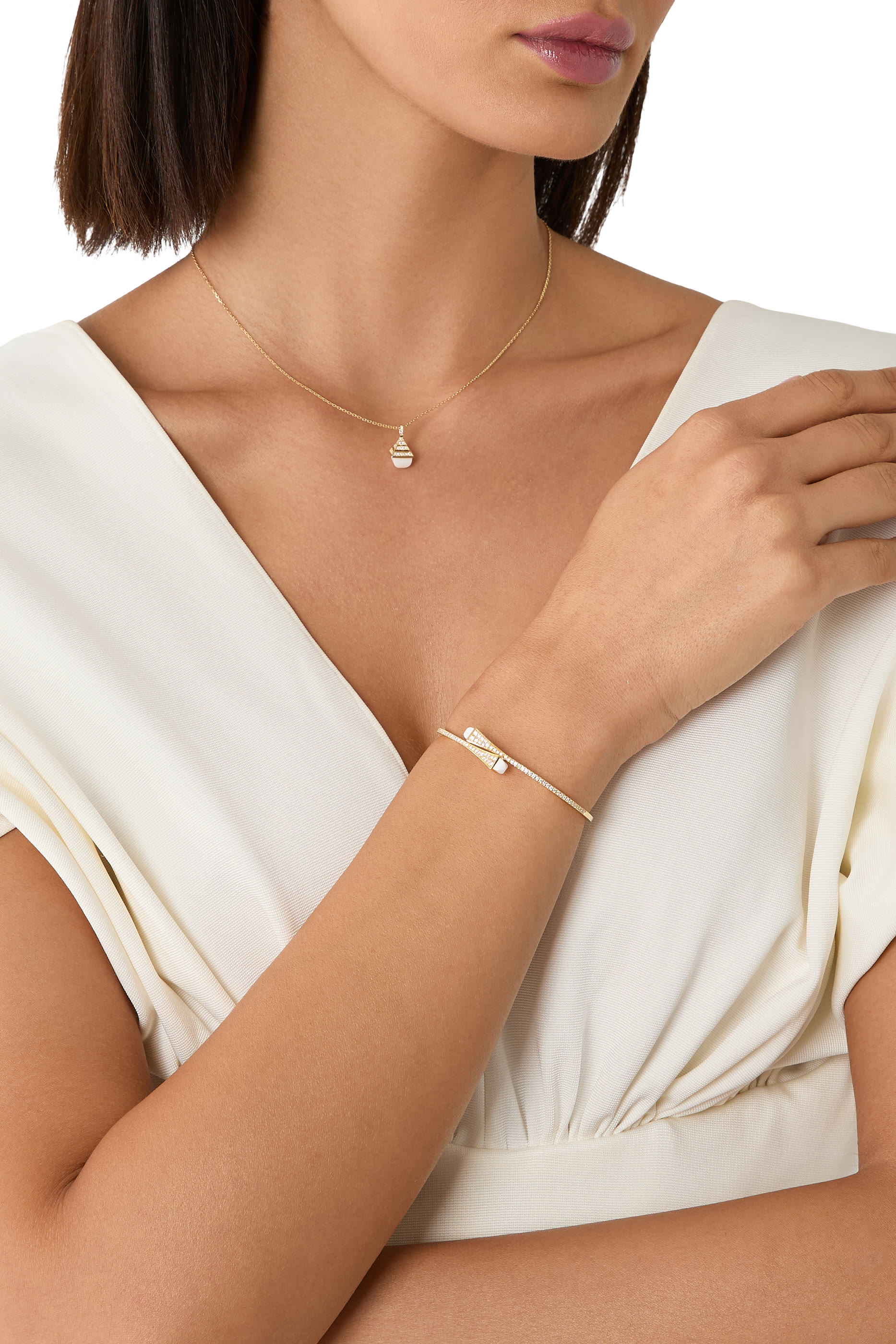 Cleo Slim Slip-On Bracelet, 18k Yellow Gold  Diamonds
