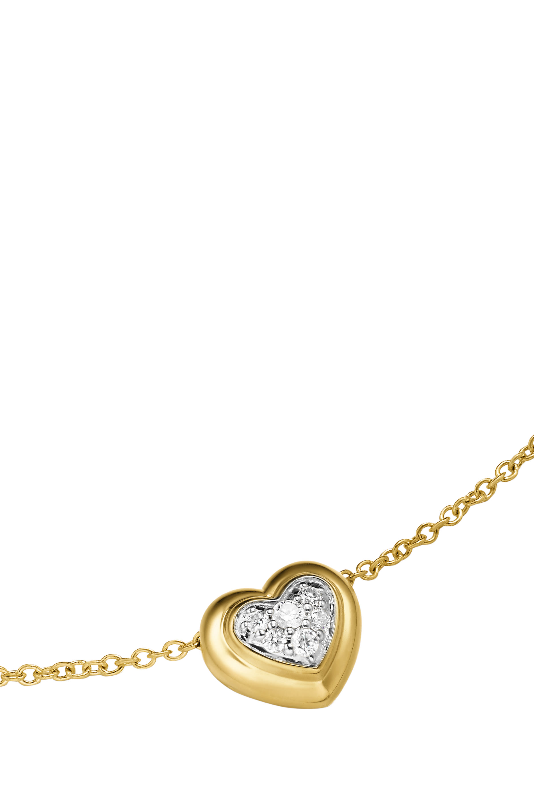 Puffy Heart Pendant, 18K Yellow Gold  Diamonds