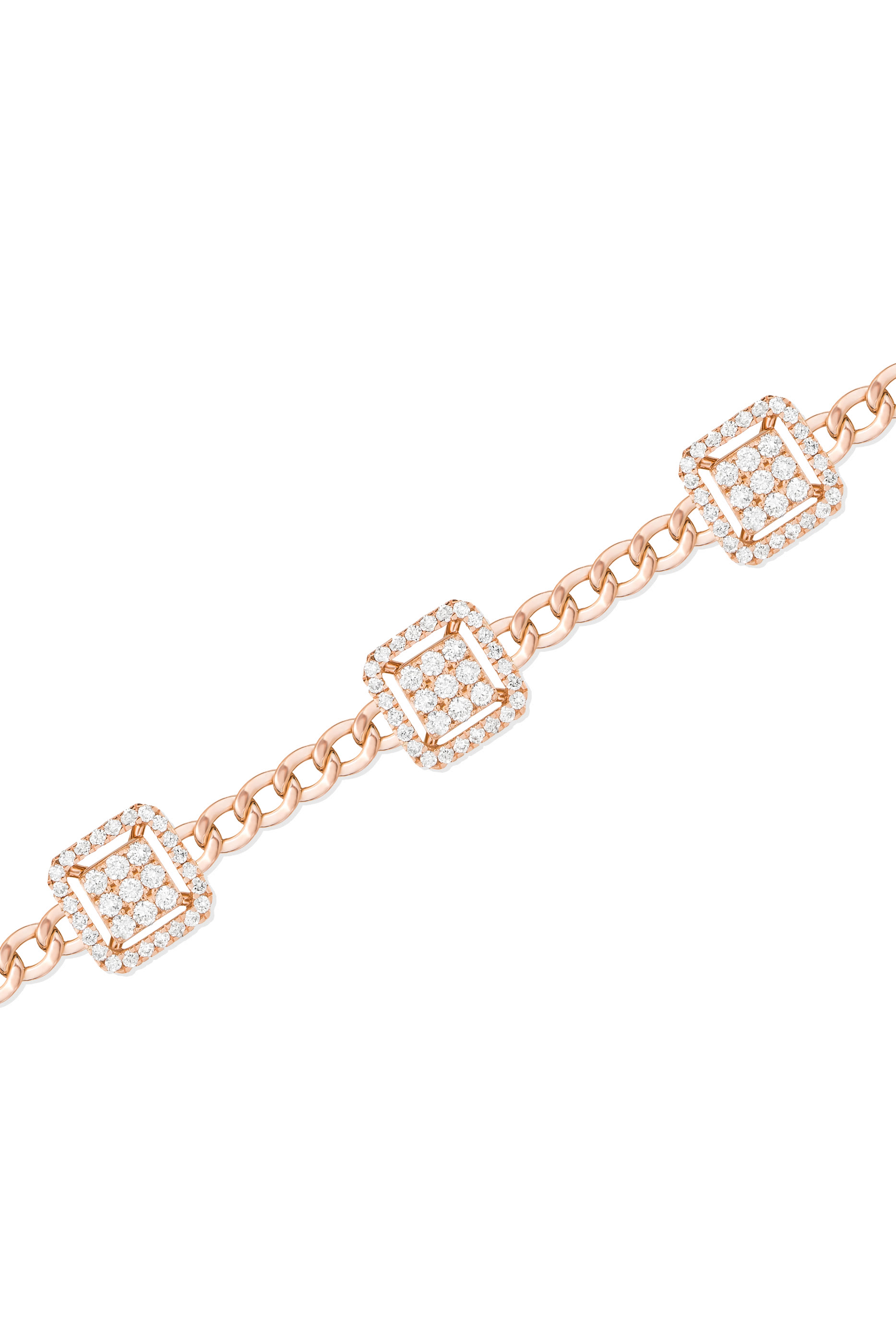Quwa Three Square Bracelet, 18k Pink Gold  Diamonds