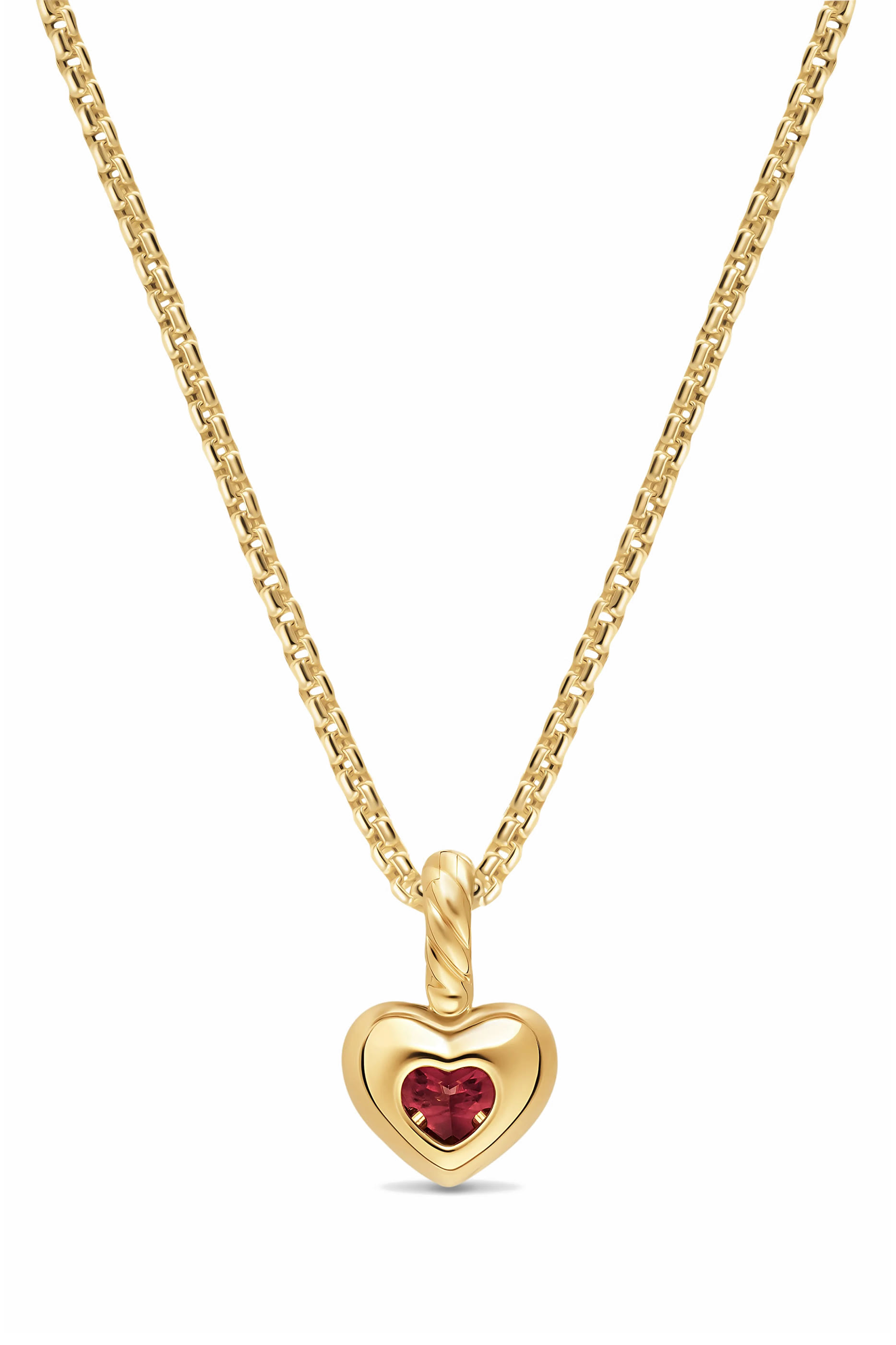 Mini Heart Amulet,18K Yellow Gold  Rhodolite Garnet