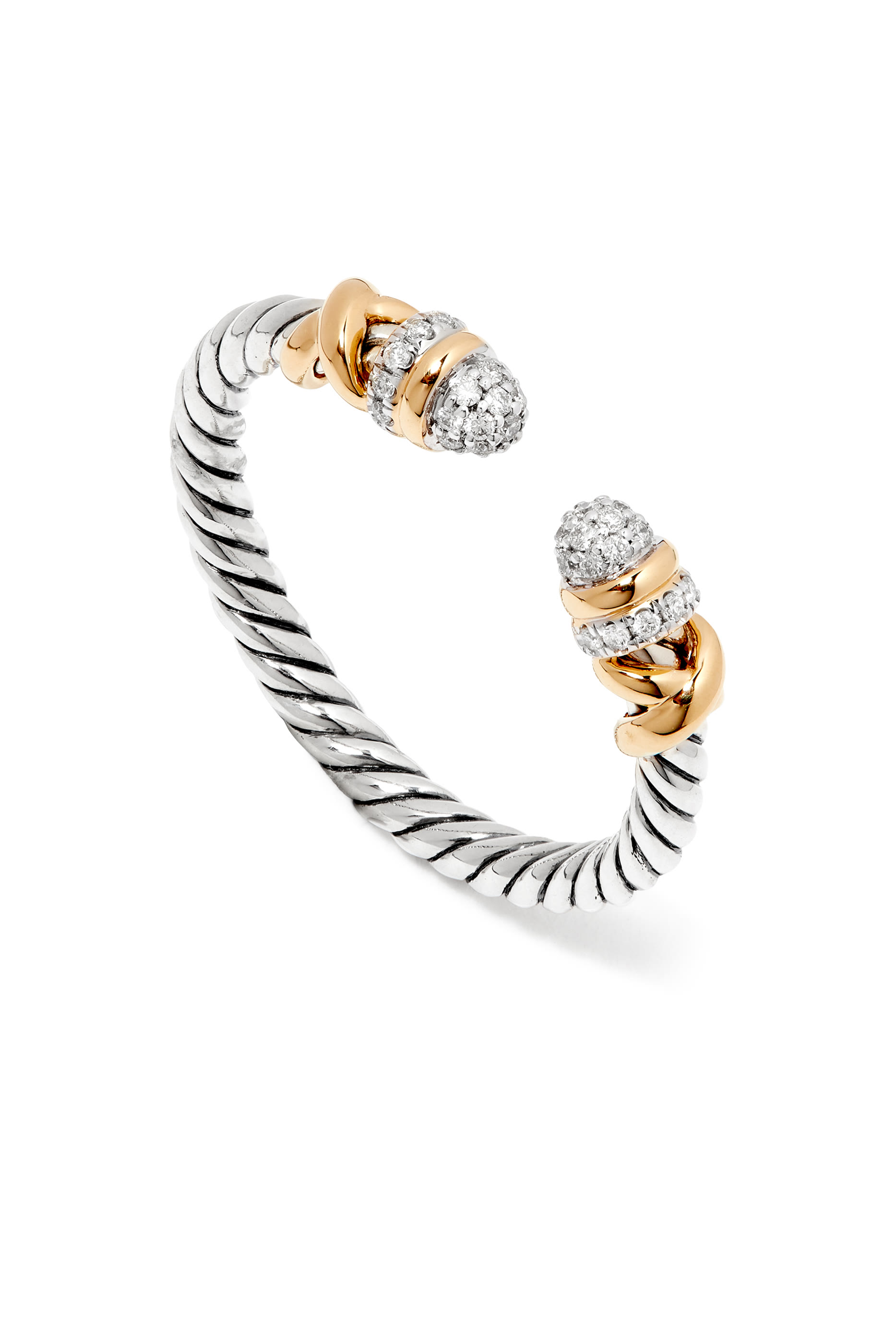 Petite Helena Open Ring, 18K Yellow Gold, Diamonds  Sterling Silver