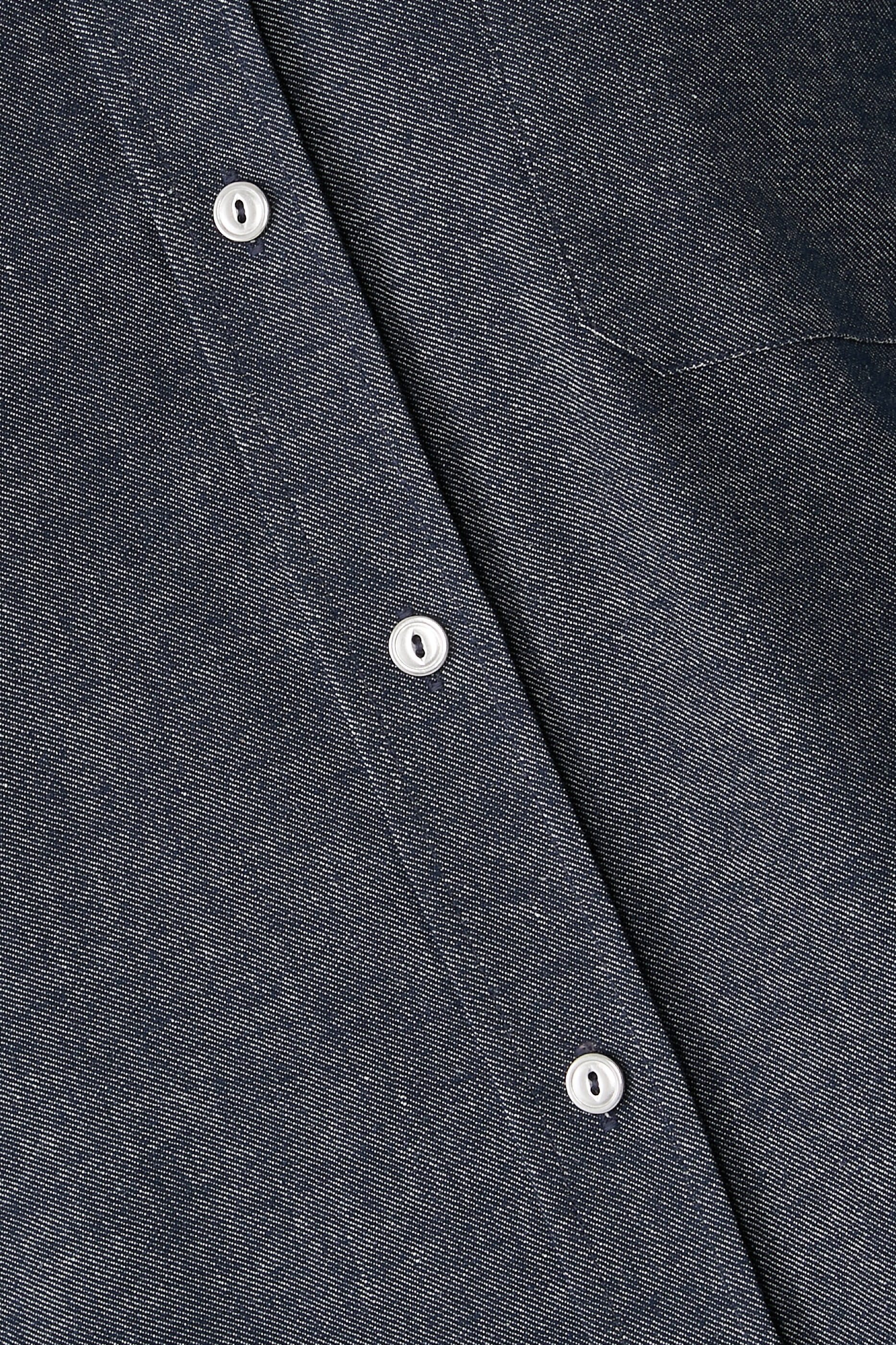  Cotton-Linen Chambray Cropped Button-Front Shirt