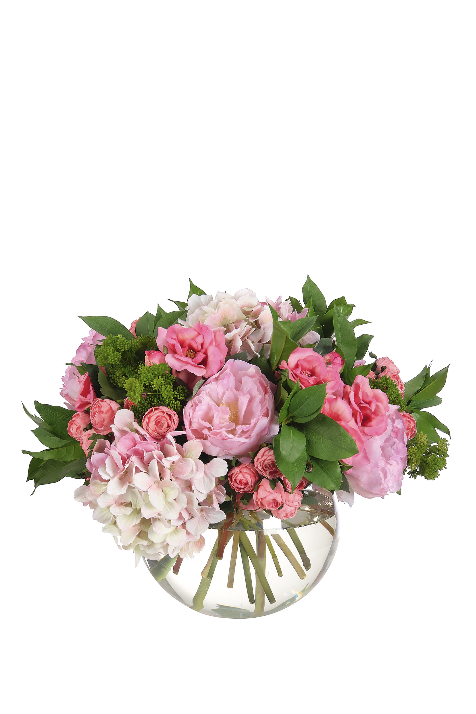Peony  Rose in Glass Bubble Vase