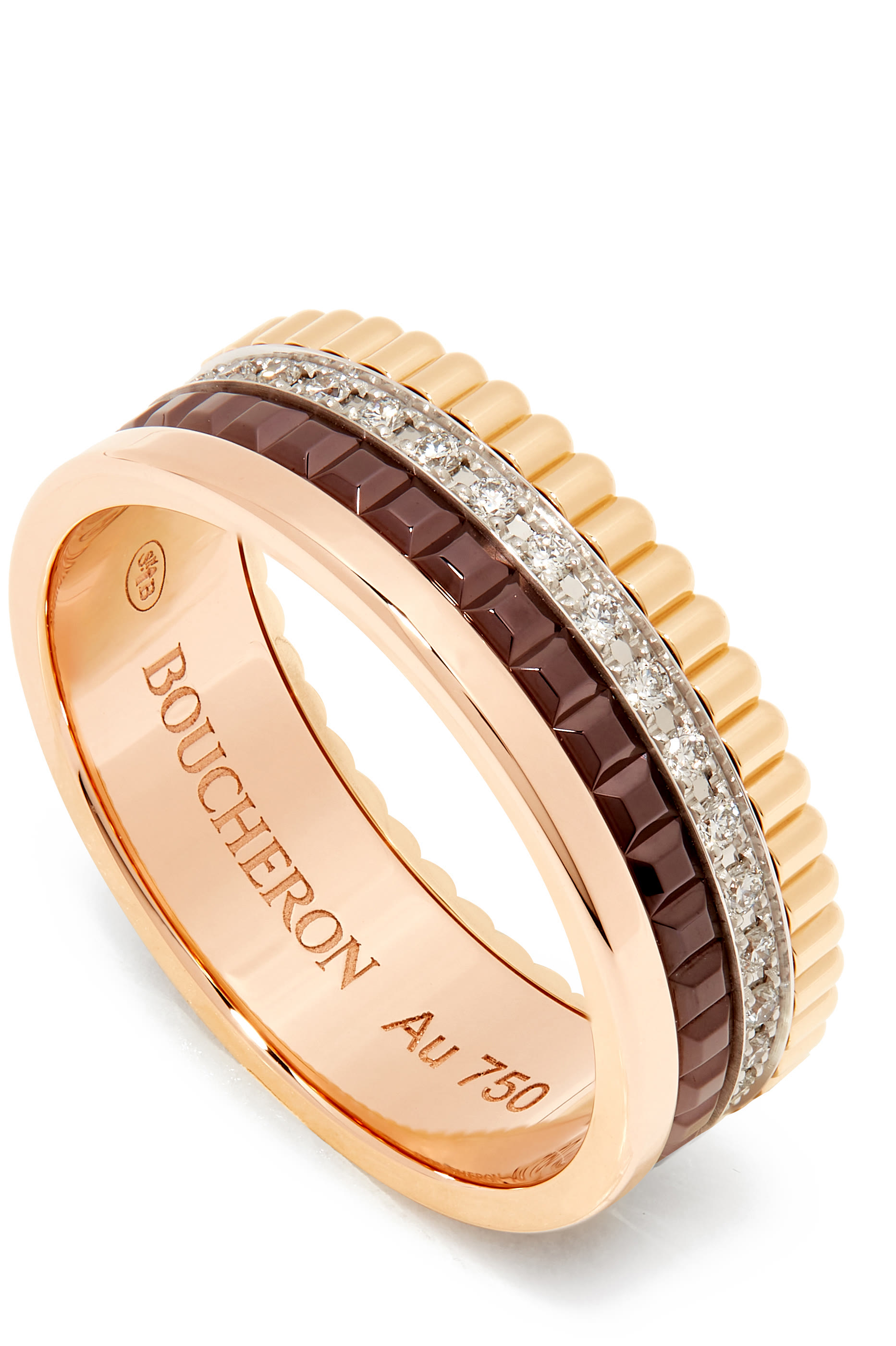 Quatre Classique small Ring, 18k Mix Gold  Diamonds