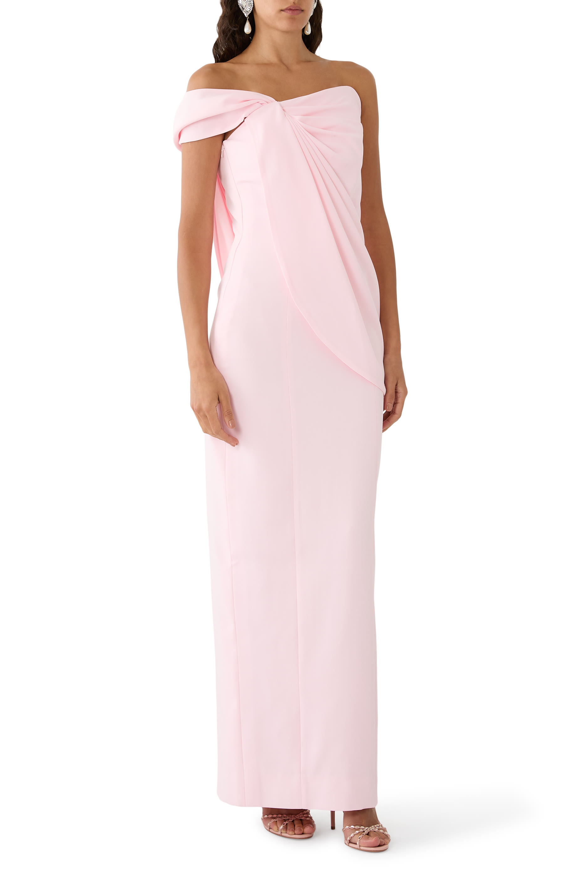 One-Shoulder Crepe Gown 
