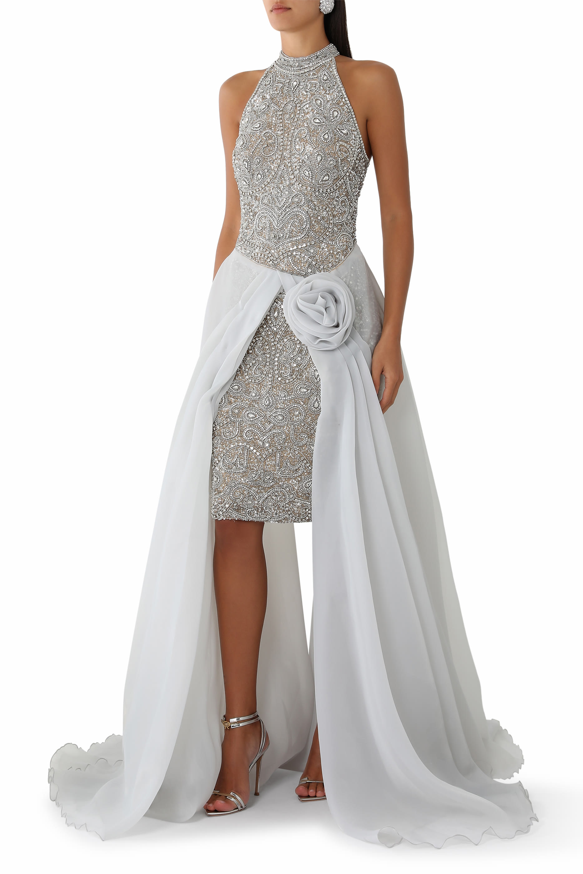 Strapless Floral Fit and Flare Dress