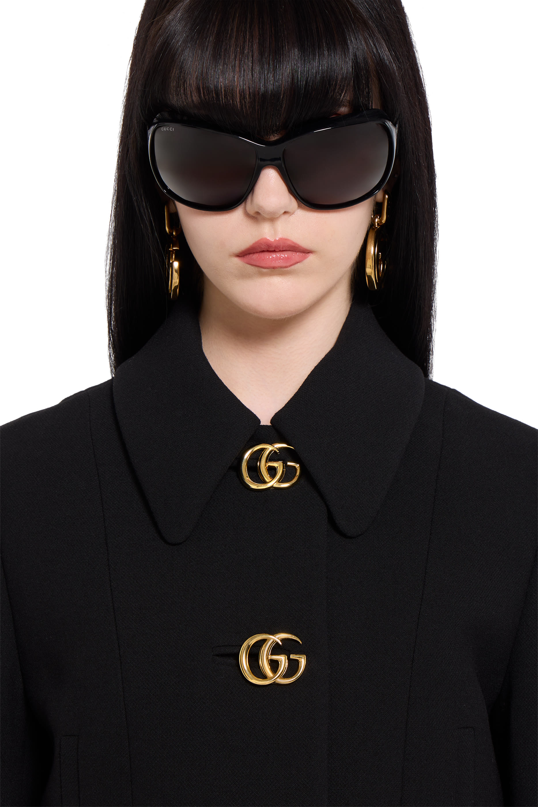 Double G Button Cr&ecirc;pe Wool Jacket
