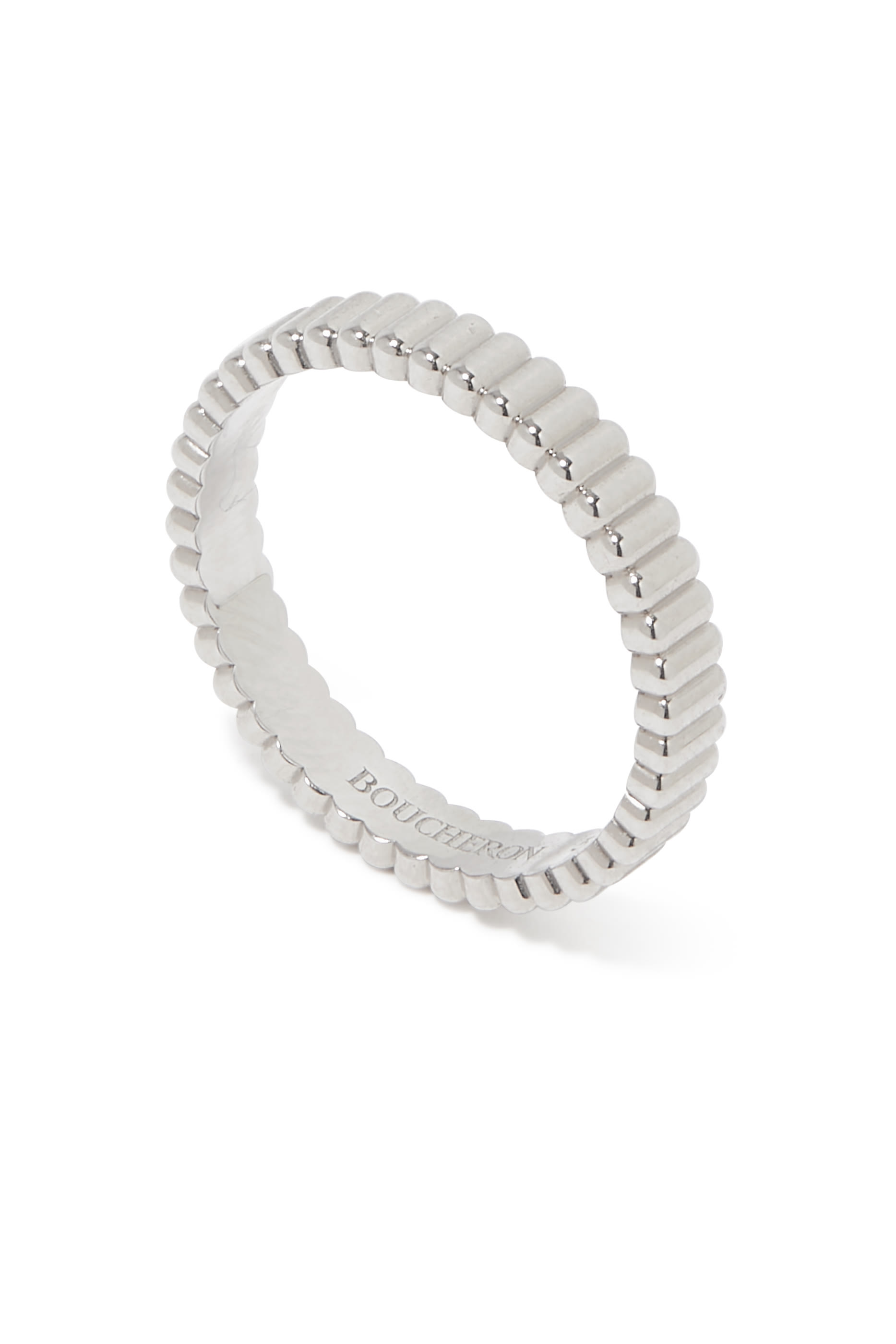 Quatre Radiant Edition Grosgrain Wedding Band, 18k White Gold