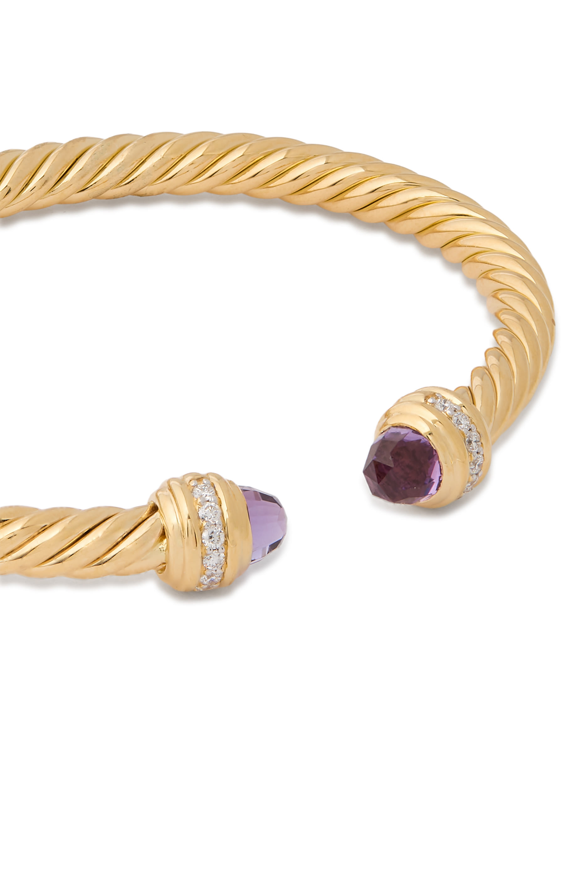 Classic Cablespira&reg; Bracelet, 18K Yellow Gold, Amethyst  Diamonds