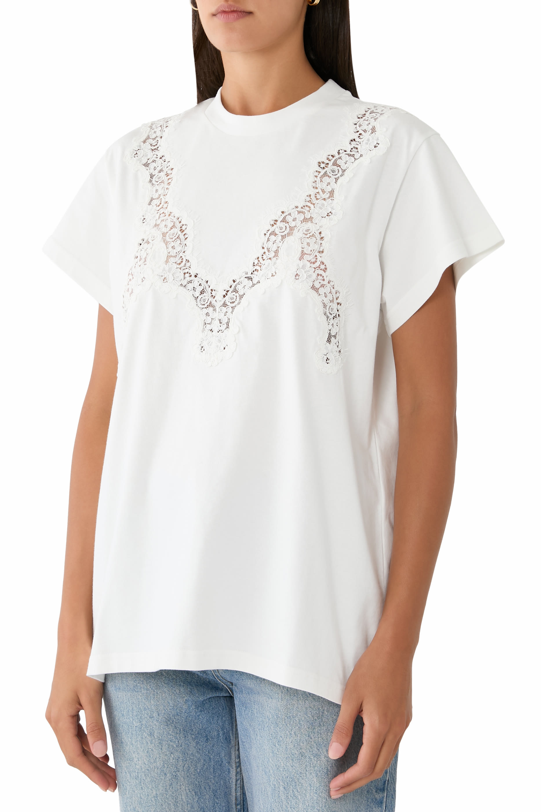 Lace-Trimmed T-Shirt