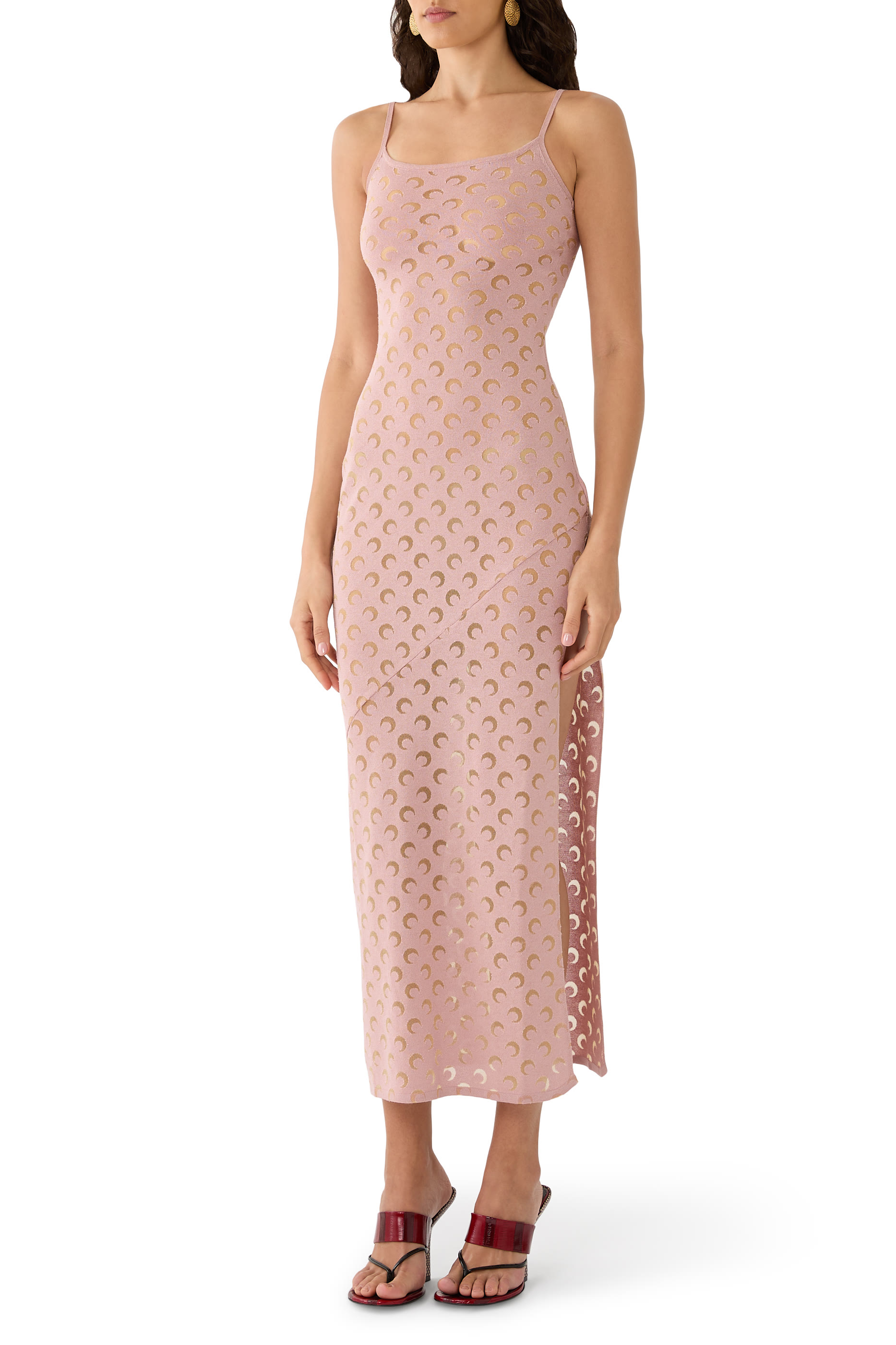 Crescent Moon-Patterned Maxi Dress