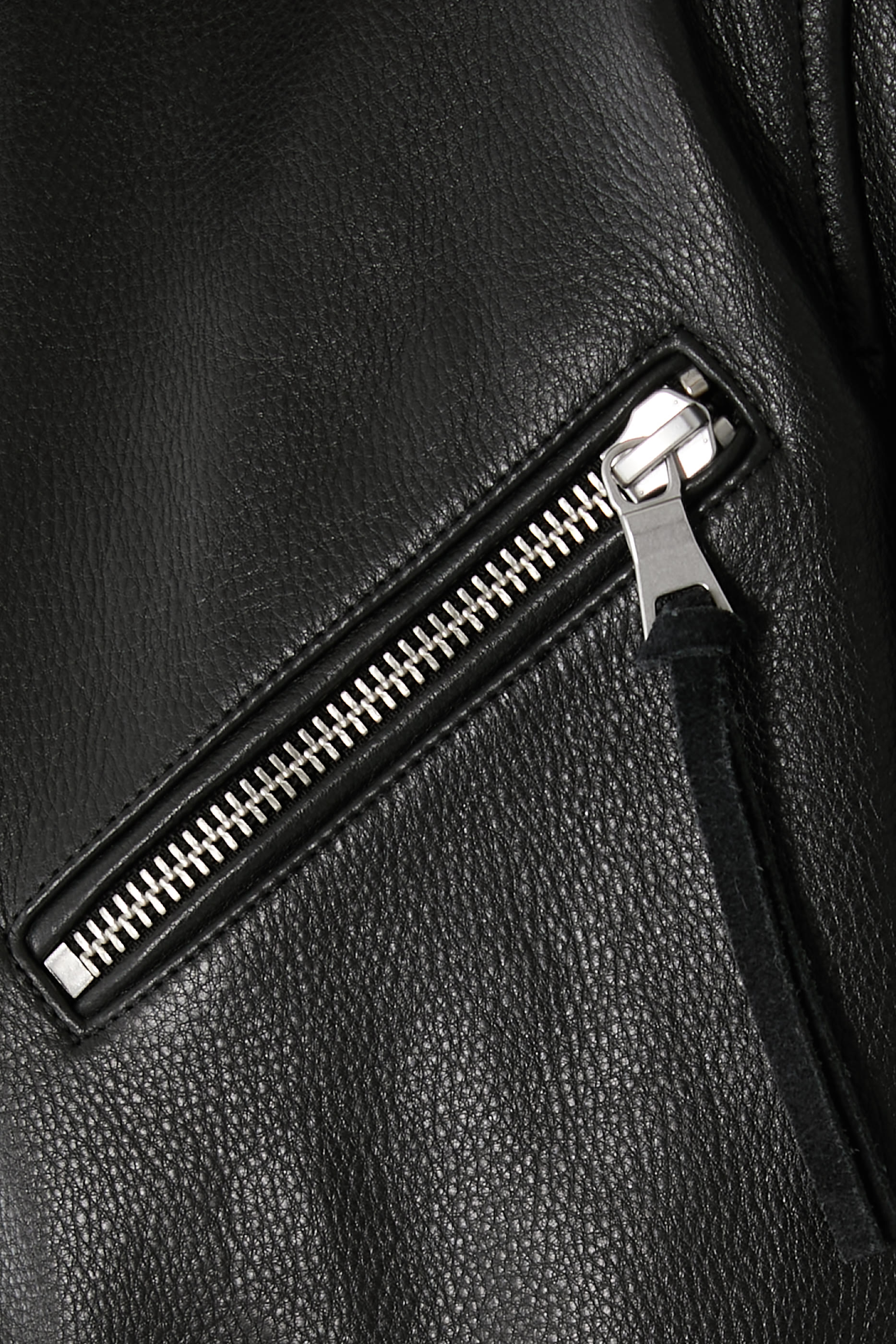 Cropped Leather Racer Jacket