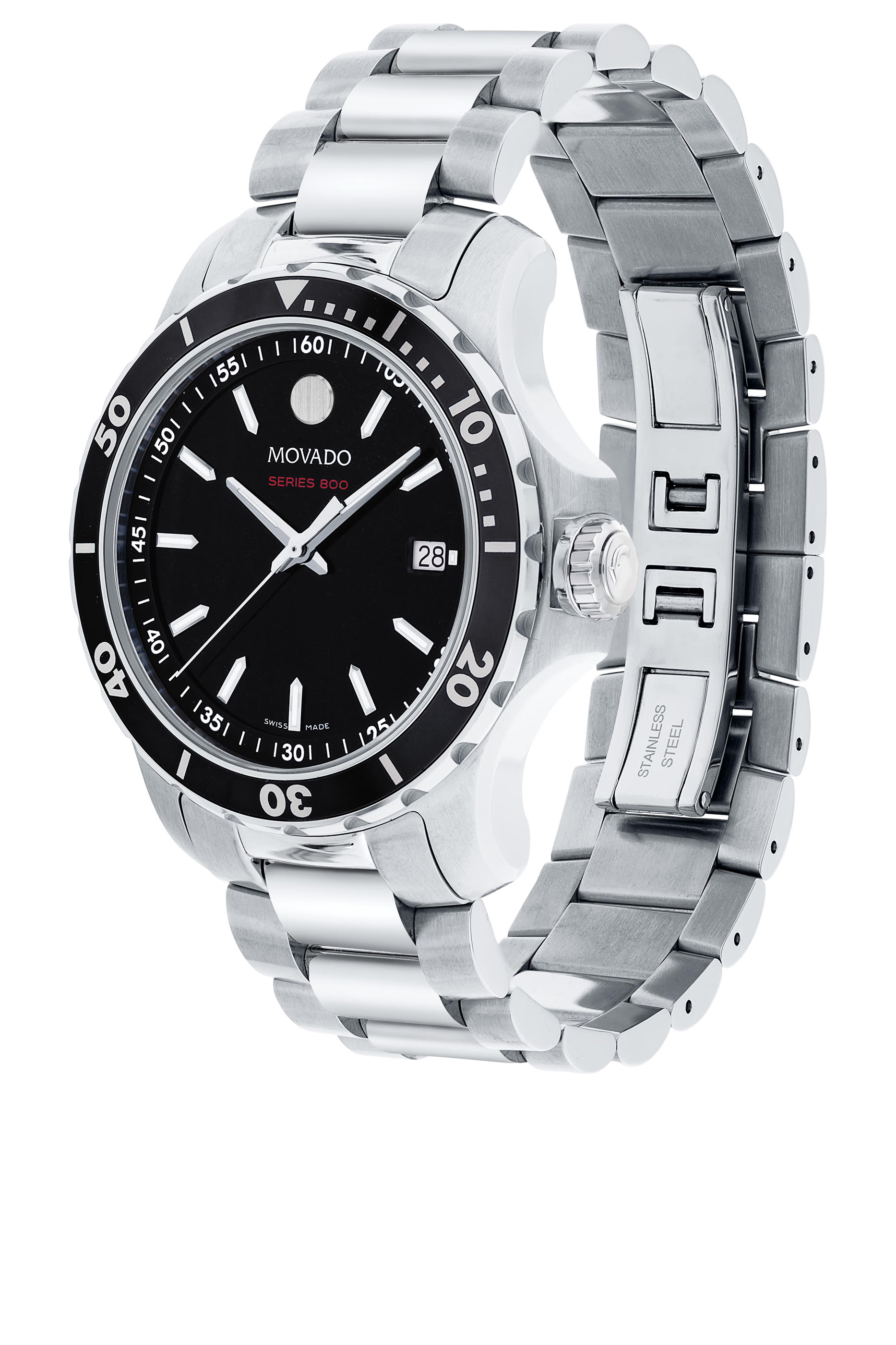 Series 800 Stainless Steel Black Dial Quartz Watch, 40mm