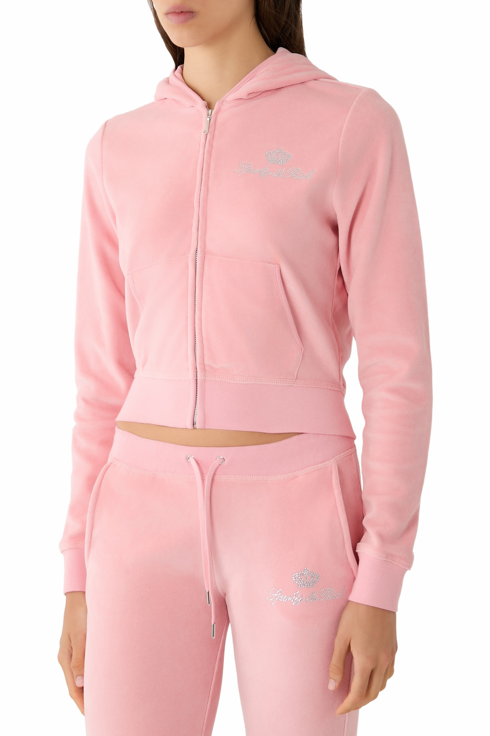 Juicy Script Velour Zip Hoodie