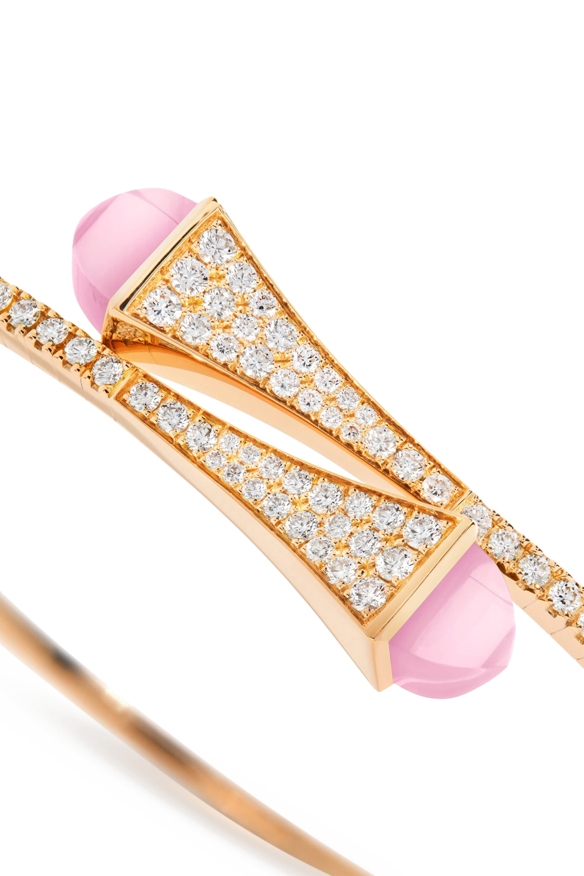 Cleo Diamond Midi Slip-On Bracelet, 18K Rose Gold, Diamonds  Pink Quartzite 