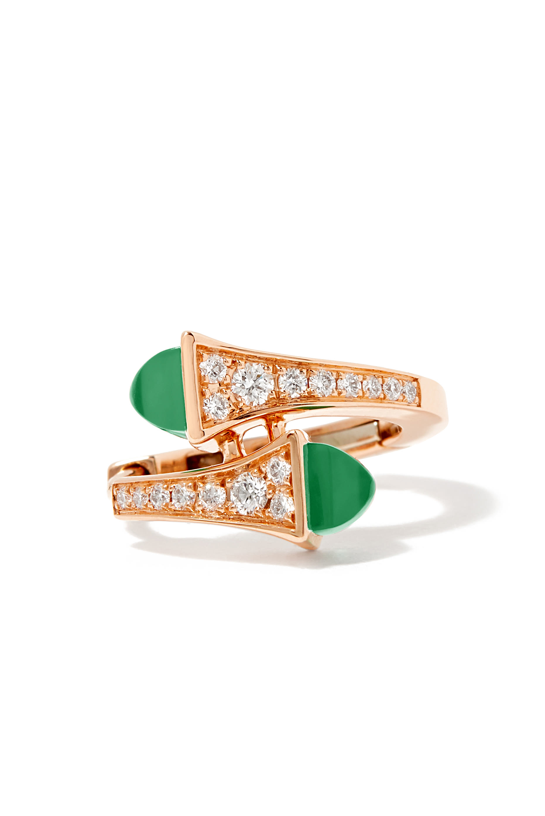 Cleo Huggie Earrings, 18k Rose Gold with Green Agate  Diamonds