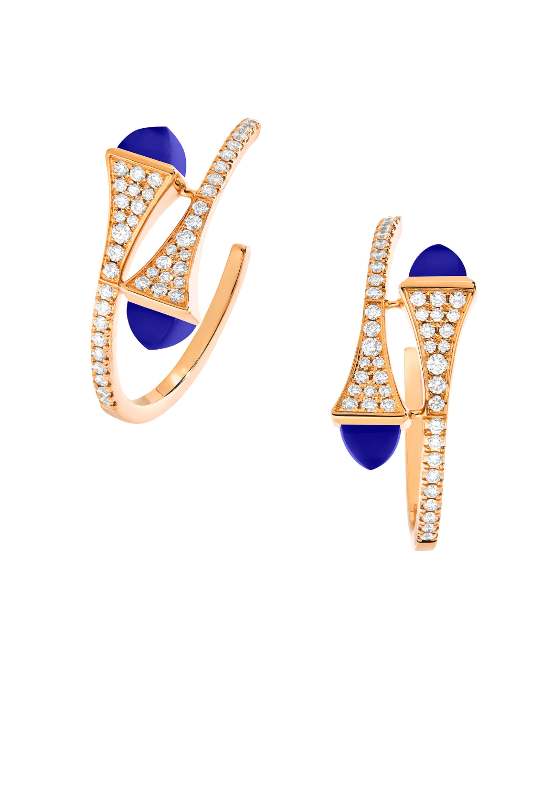 Cleo Small Hoop Earrings, 18k Pink Gold with Lapis Lazuli  Diamonds