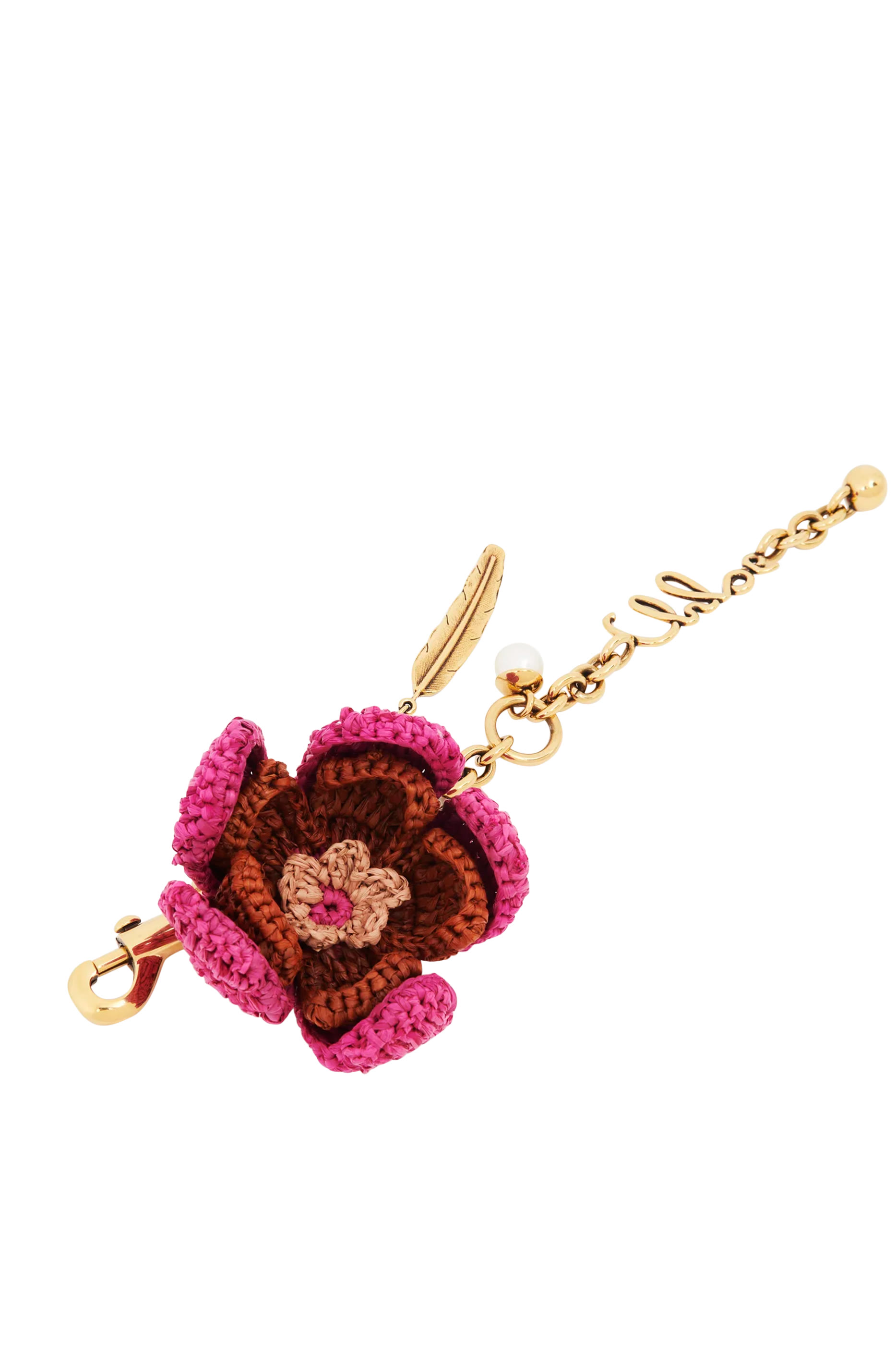 Flower Bag Charm in Raffia  Metal