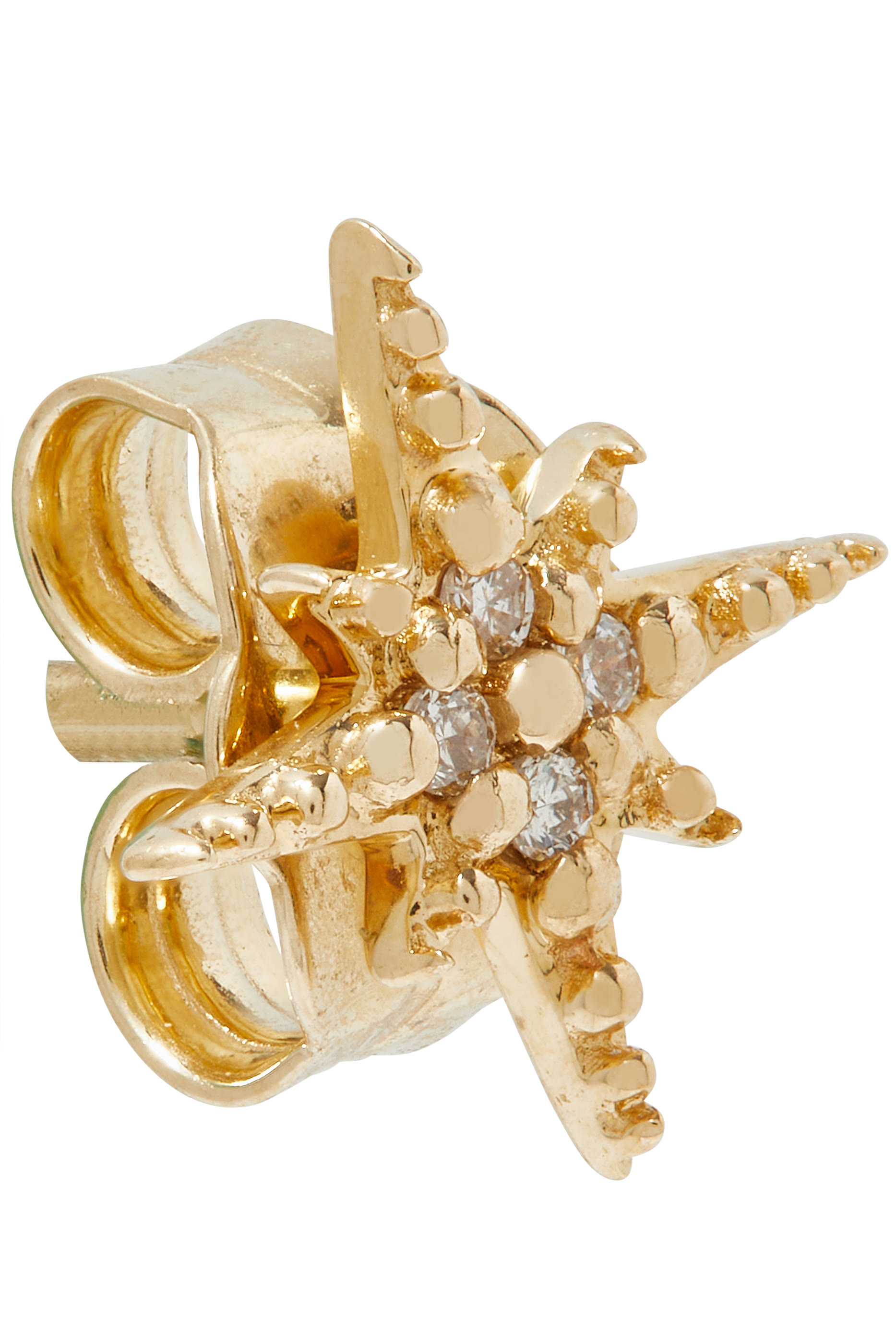 Starburst Single Stud Earring, 14k Yellow Gold  Diamonds