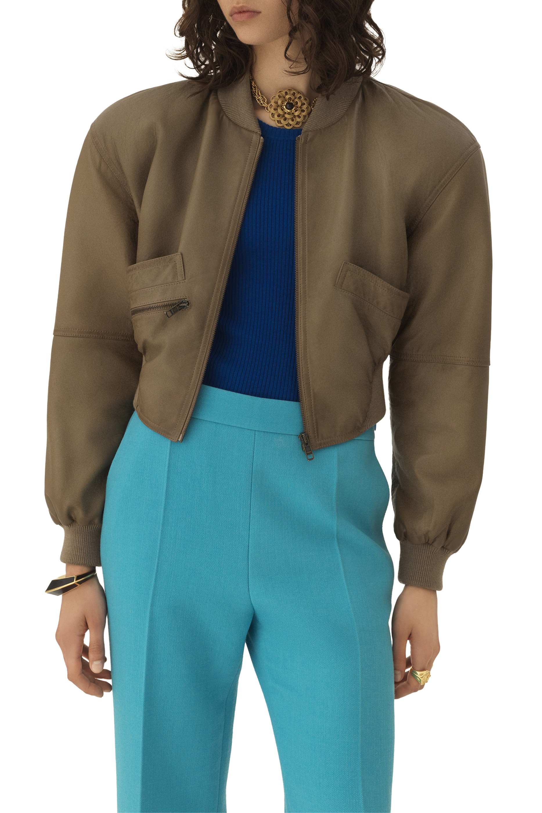 Cropped Leather Blouson