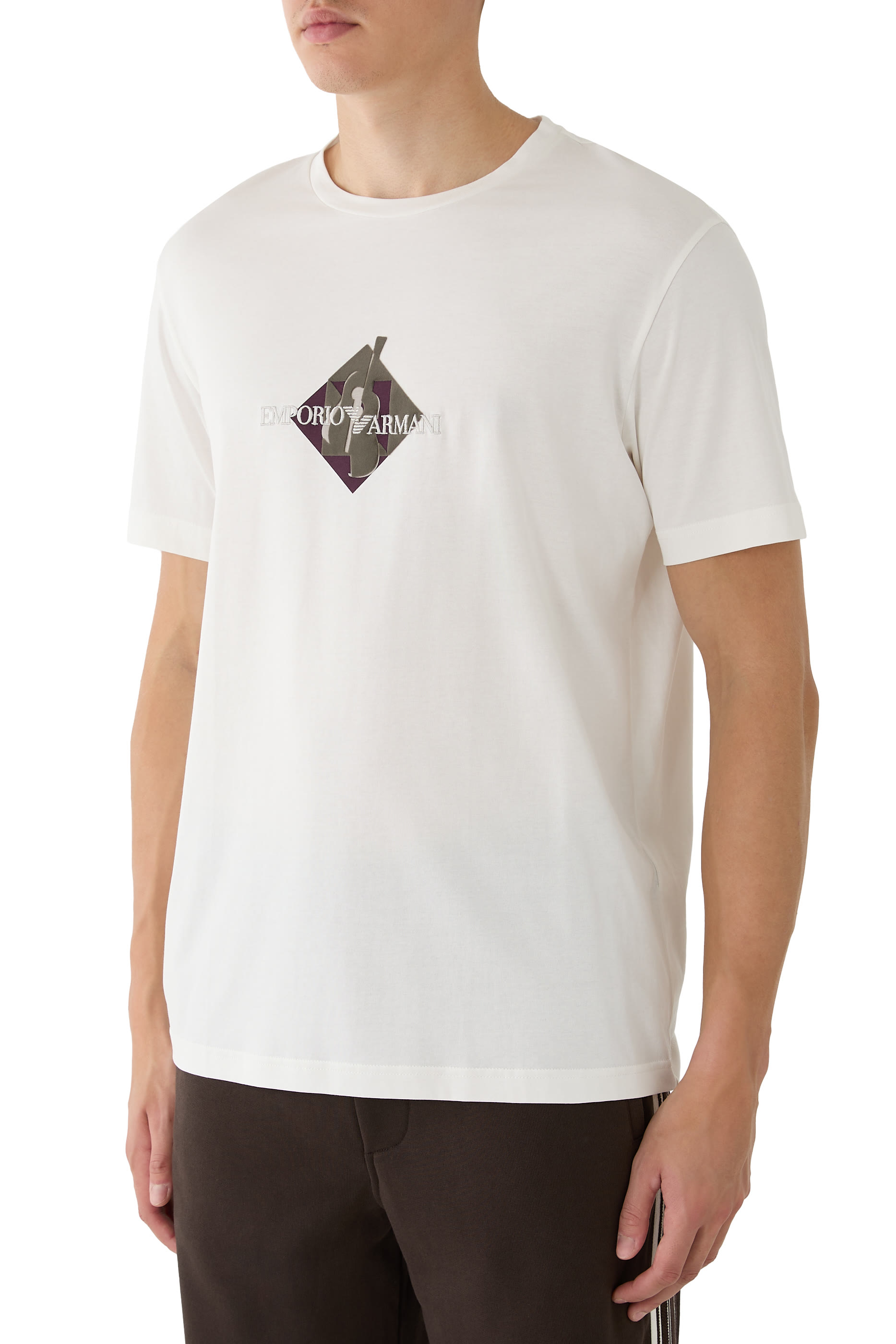 Embroidered Logo and Flock Print T-Shirt