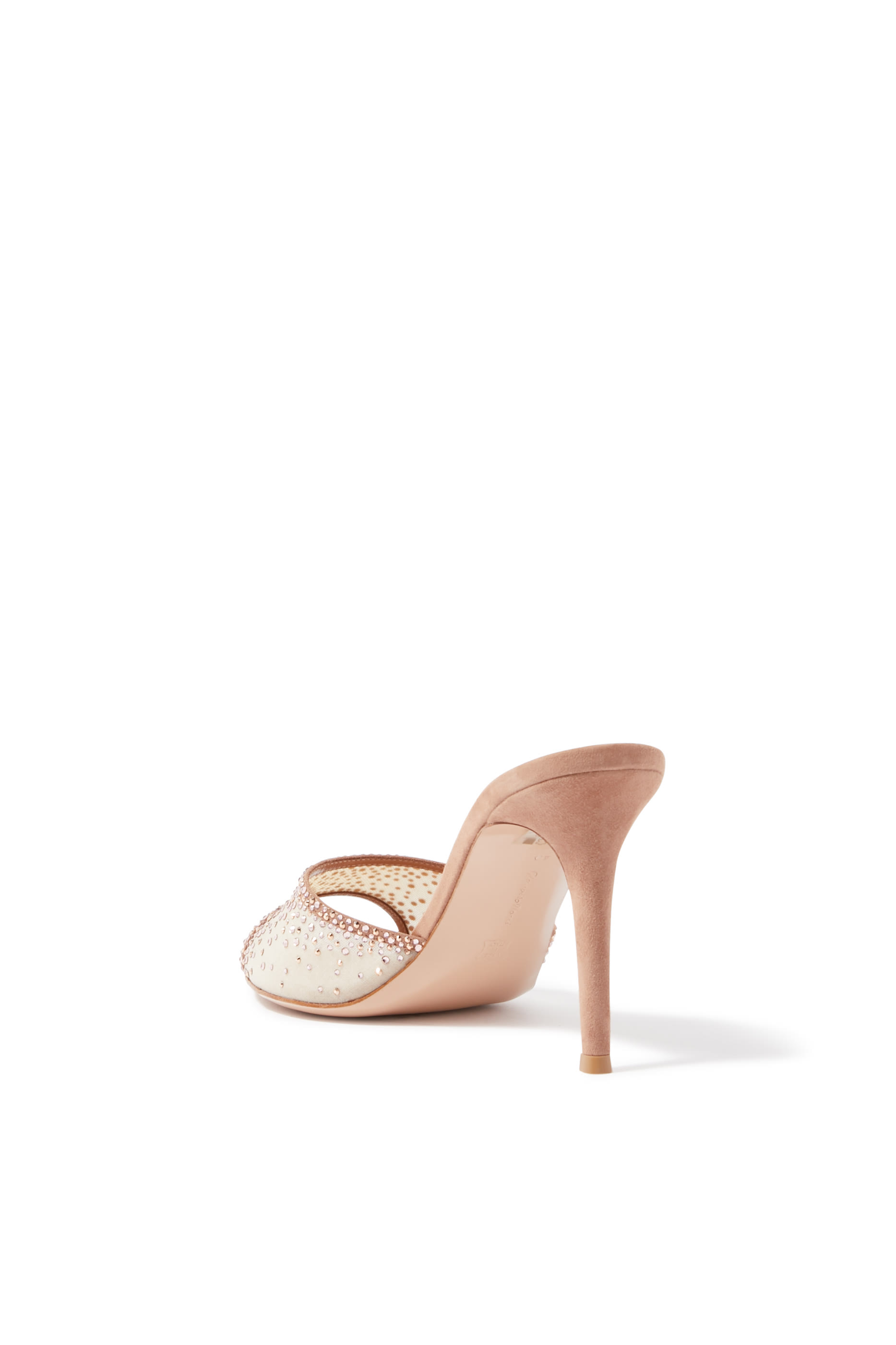 Rania 85 Embellished Mules in Suede and Organza 