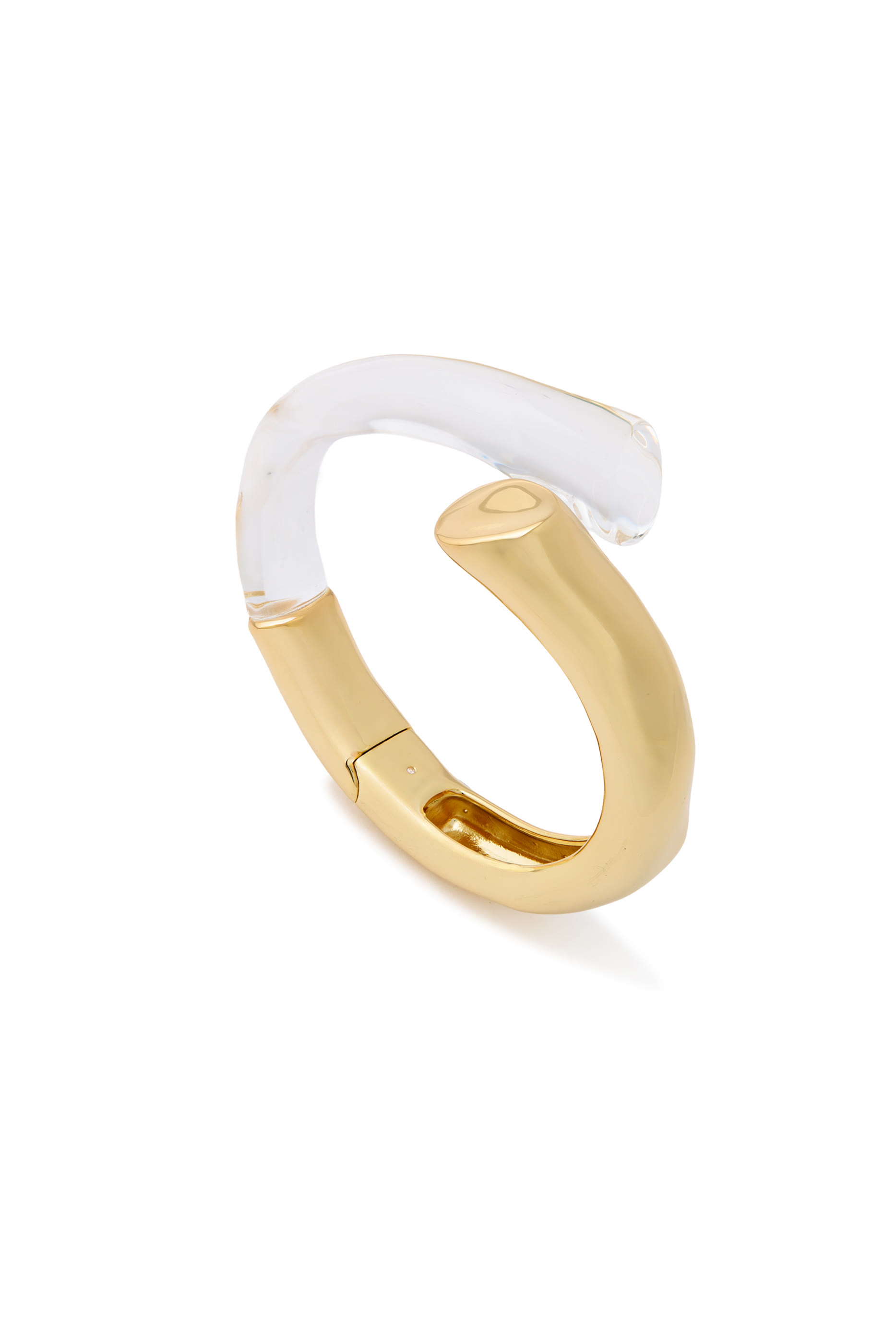  Liquid Lucite Bypass Hinge Bracelet, 14k Gold Plated Brass  Lucite