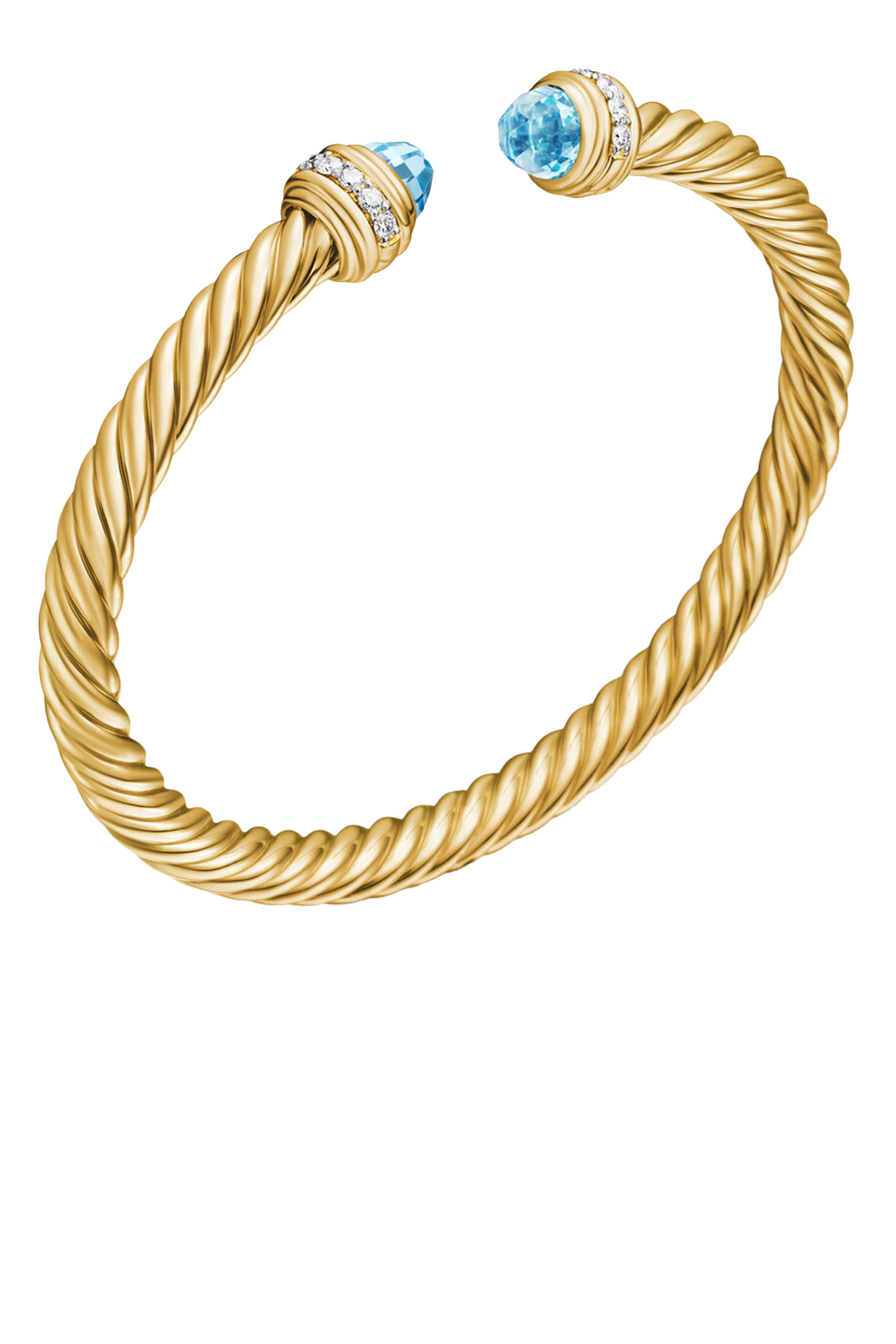  Classic Cablespira&reg; Bracelet,  18K Yellow Gold with Blue Topaz  Diamonds