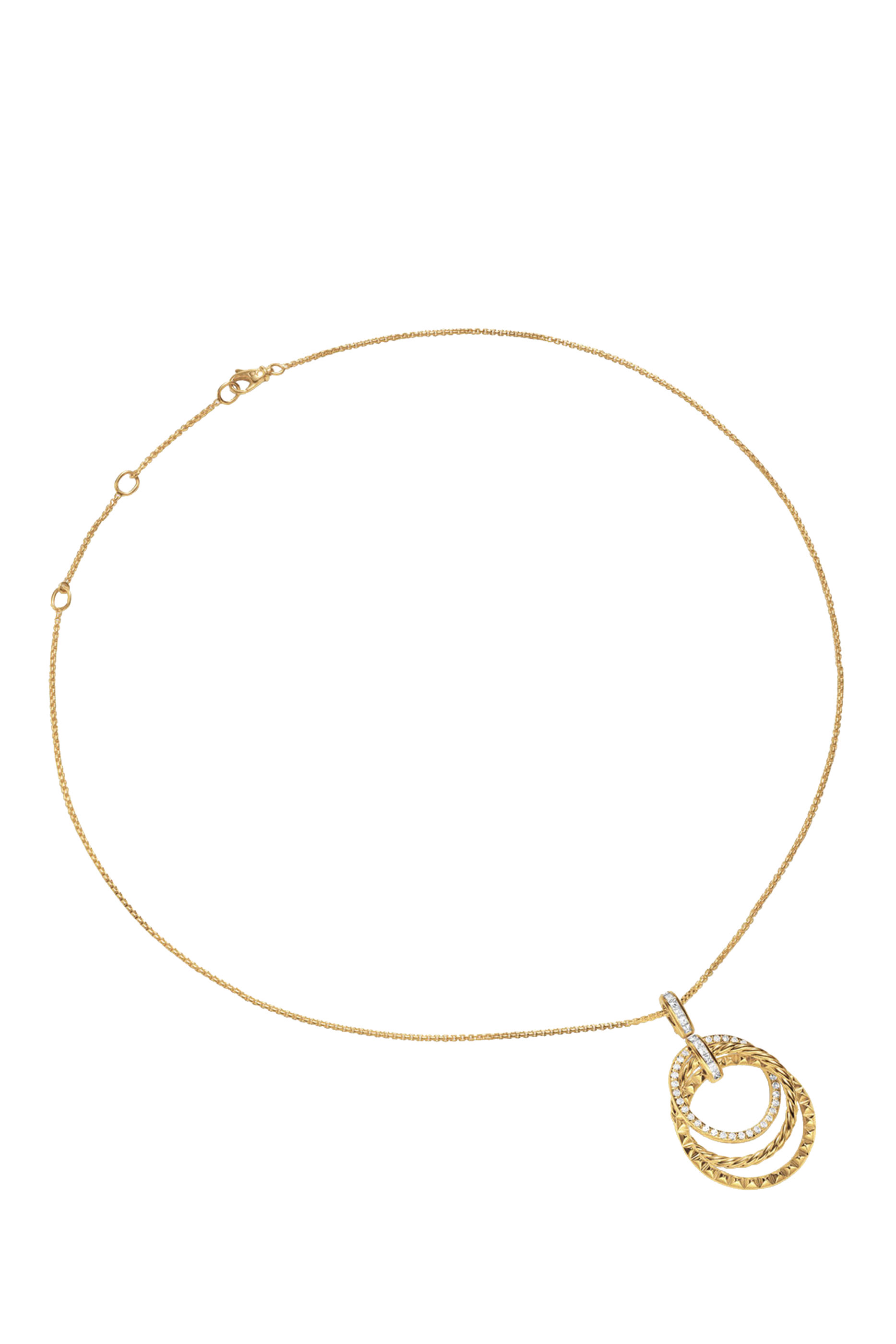 Crossover Trio Pendant Necklace, 18K Yellow Gold  Diamonds