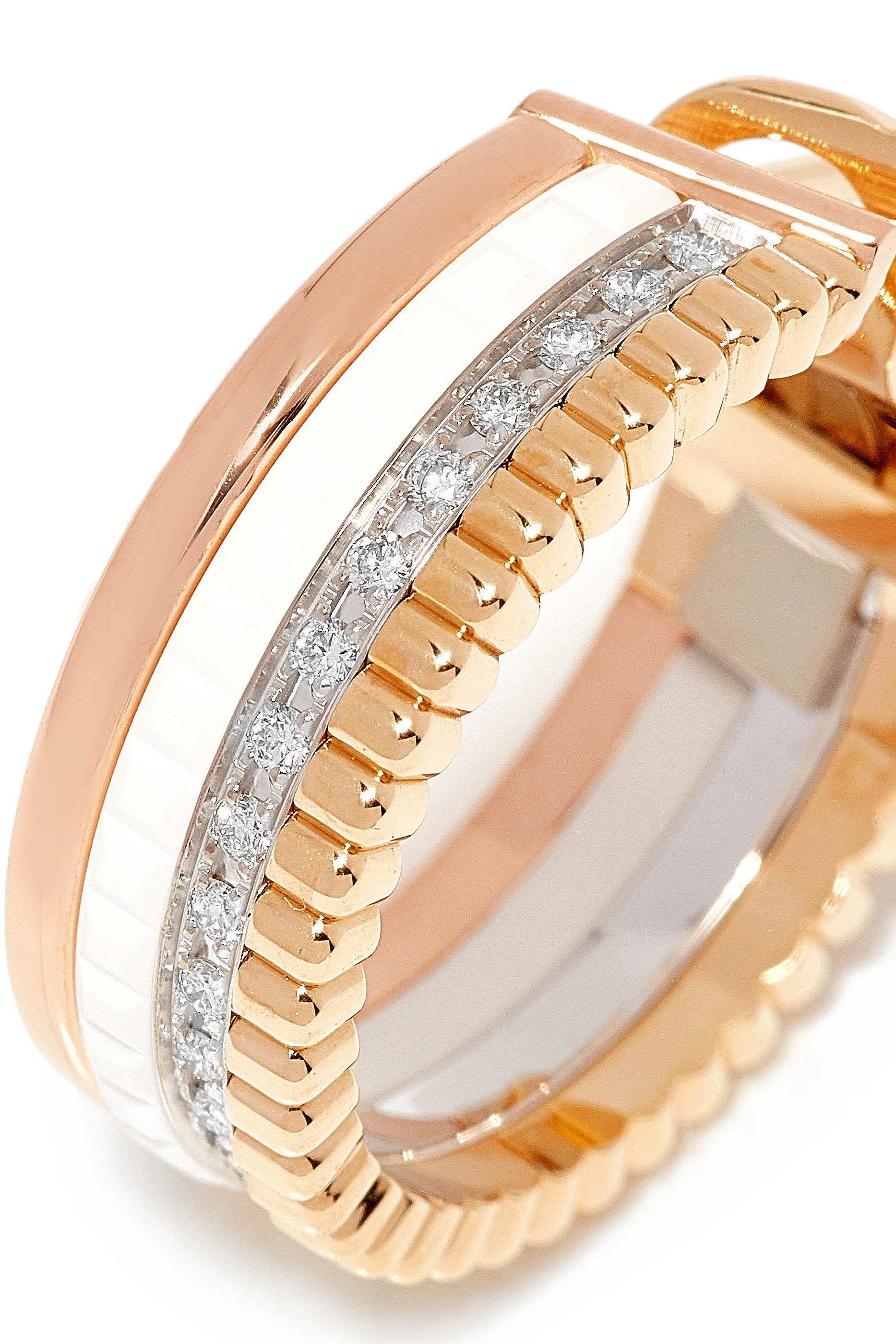 Quatre White Edition Hoop Earrings, 18k Mix Gold  Diamonds
