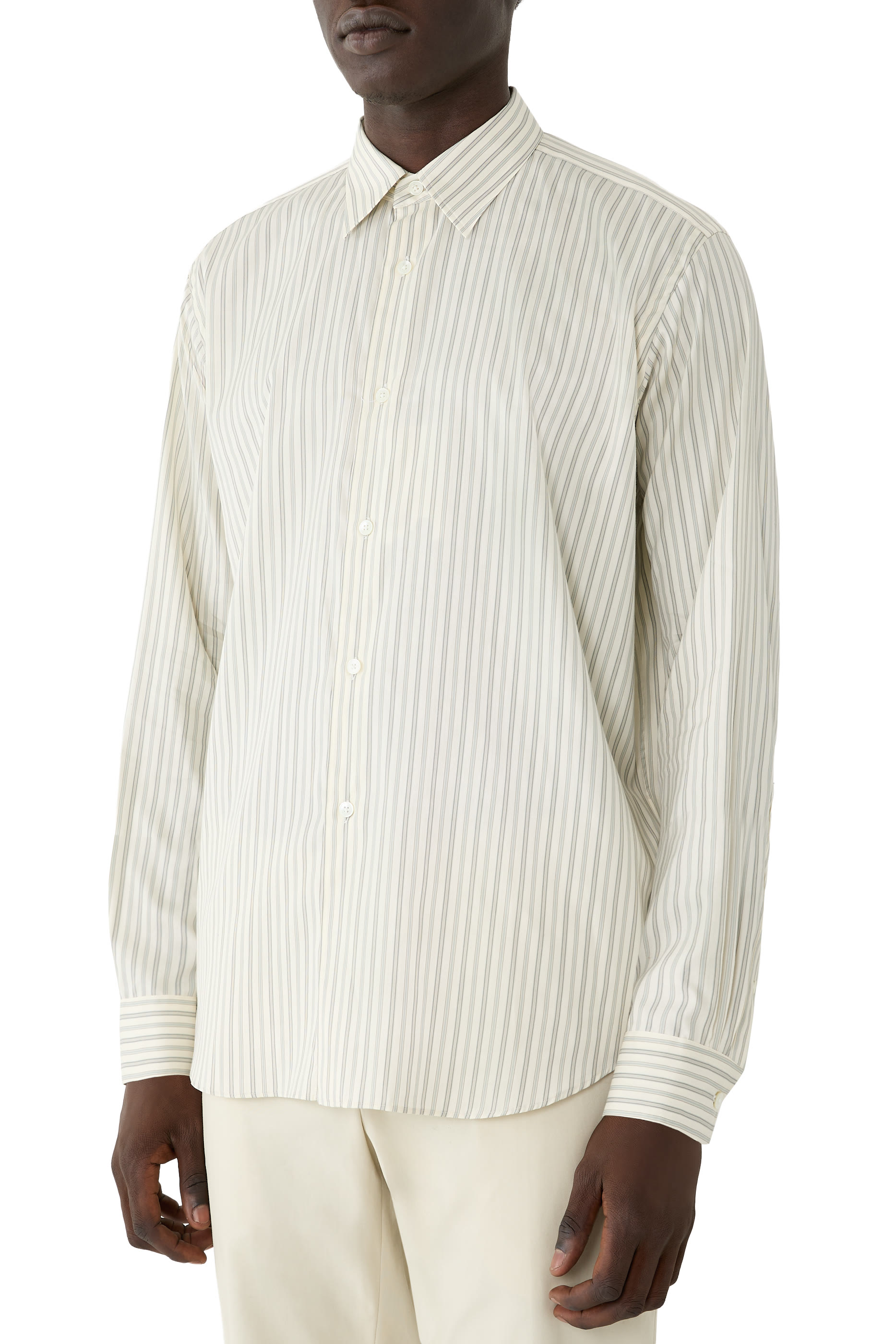 Cotton Silk Stripe Shirt 
