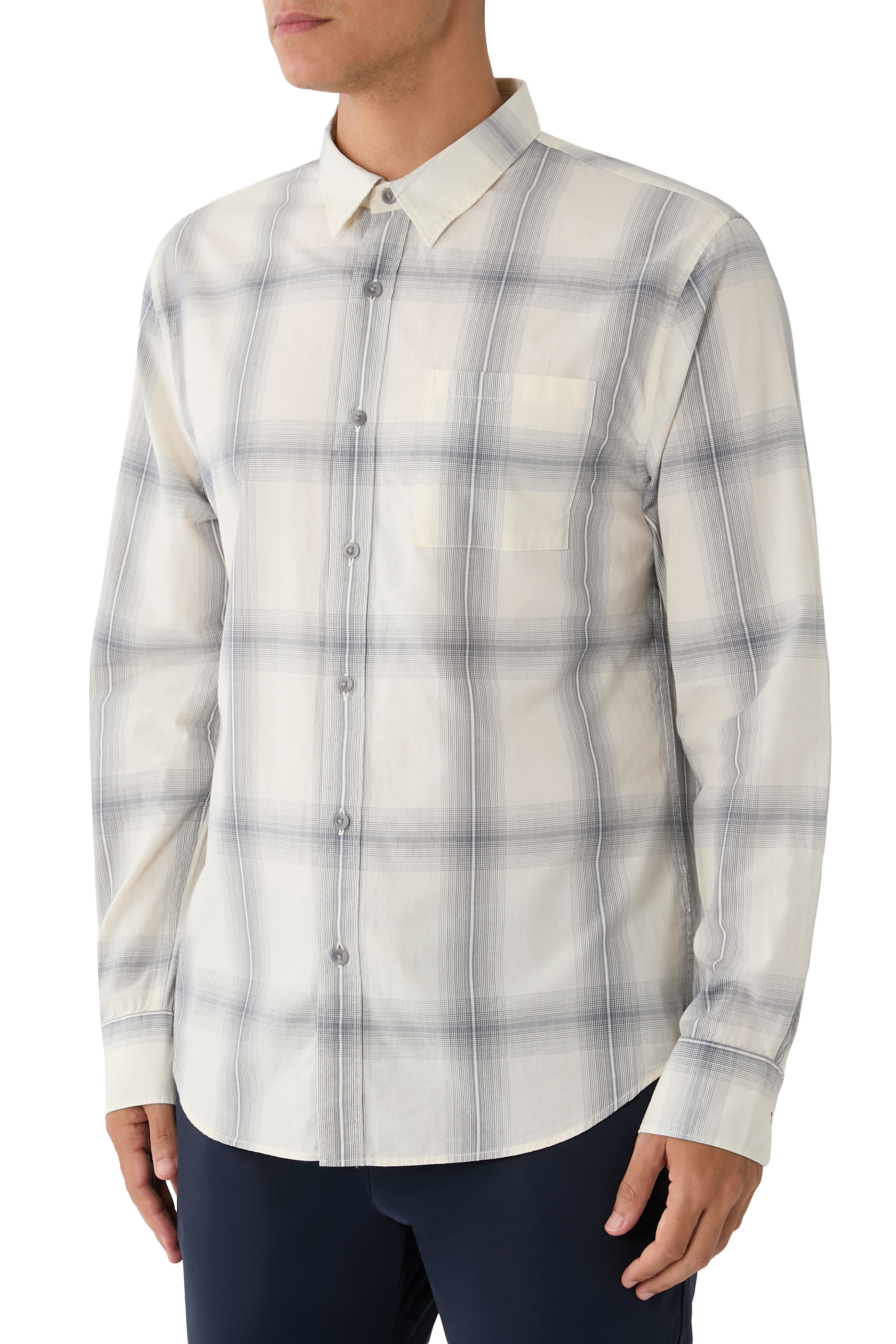 Townes Plaid Cotton Button-Front Shirt 