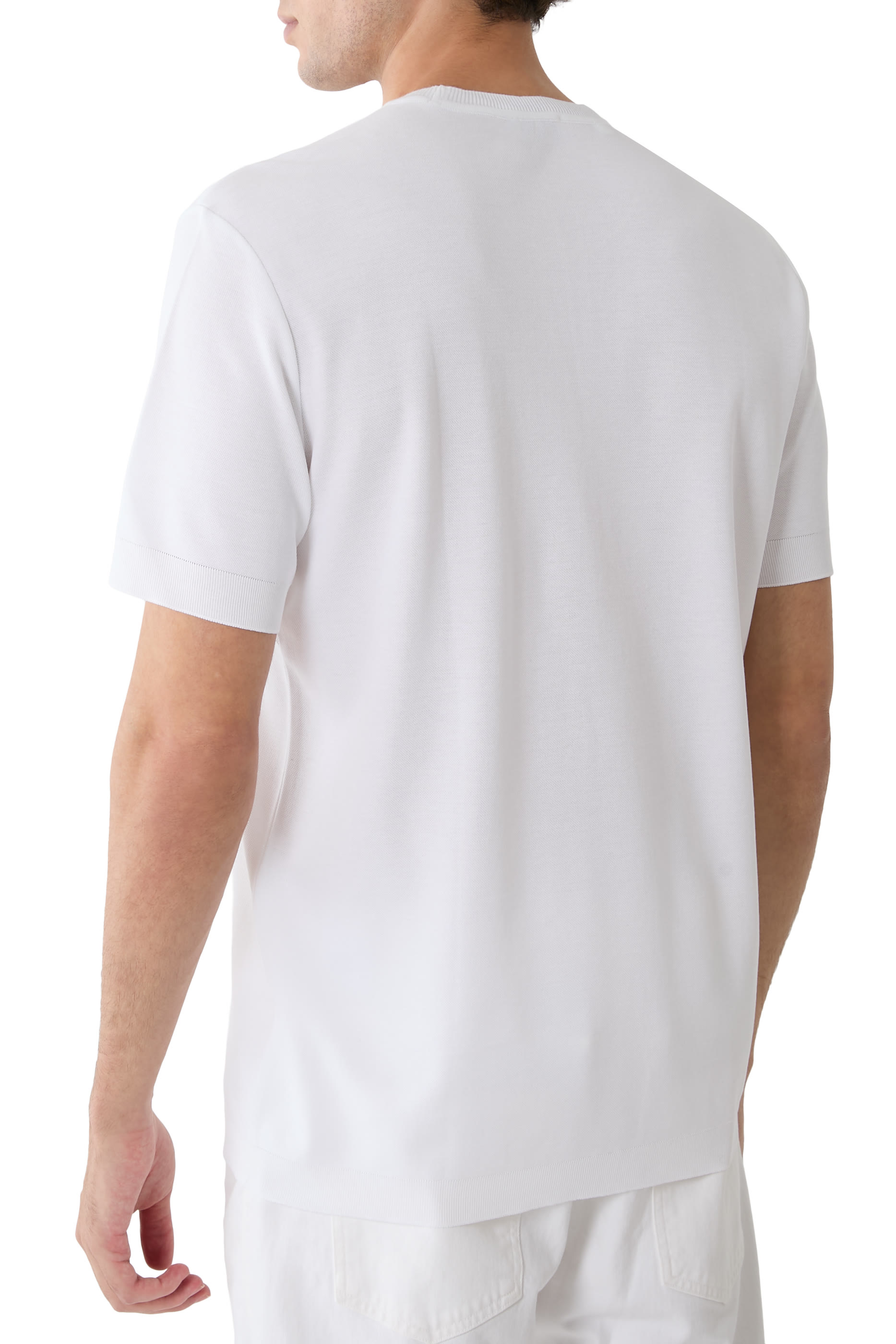 Self-Rib Cotton Knit T-Shirt