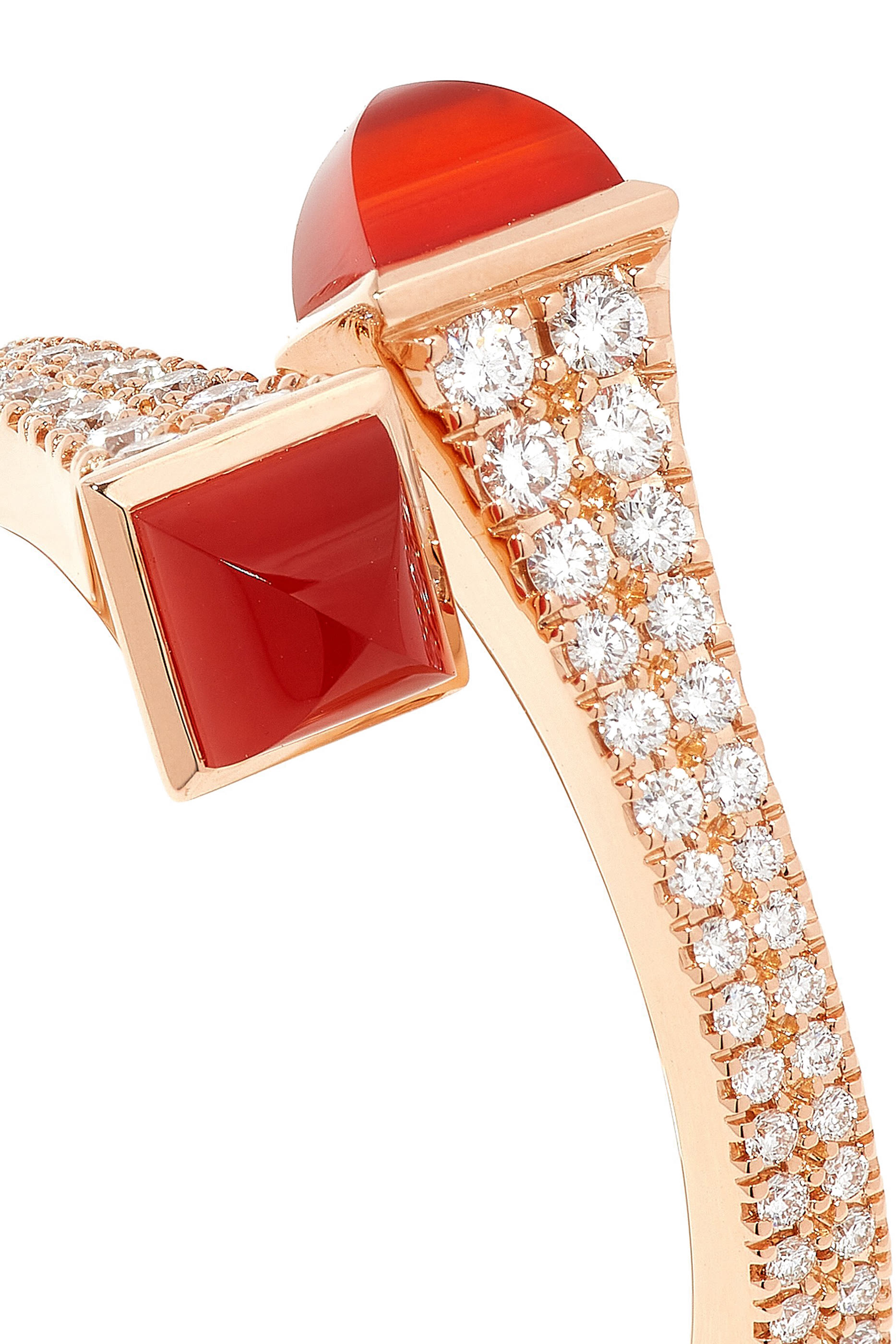 Cleo Slim Ring, 18k Rose Gold with Red Agate  Diamonds