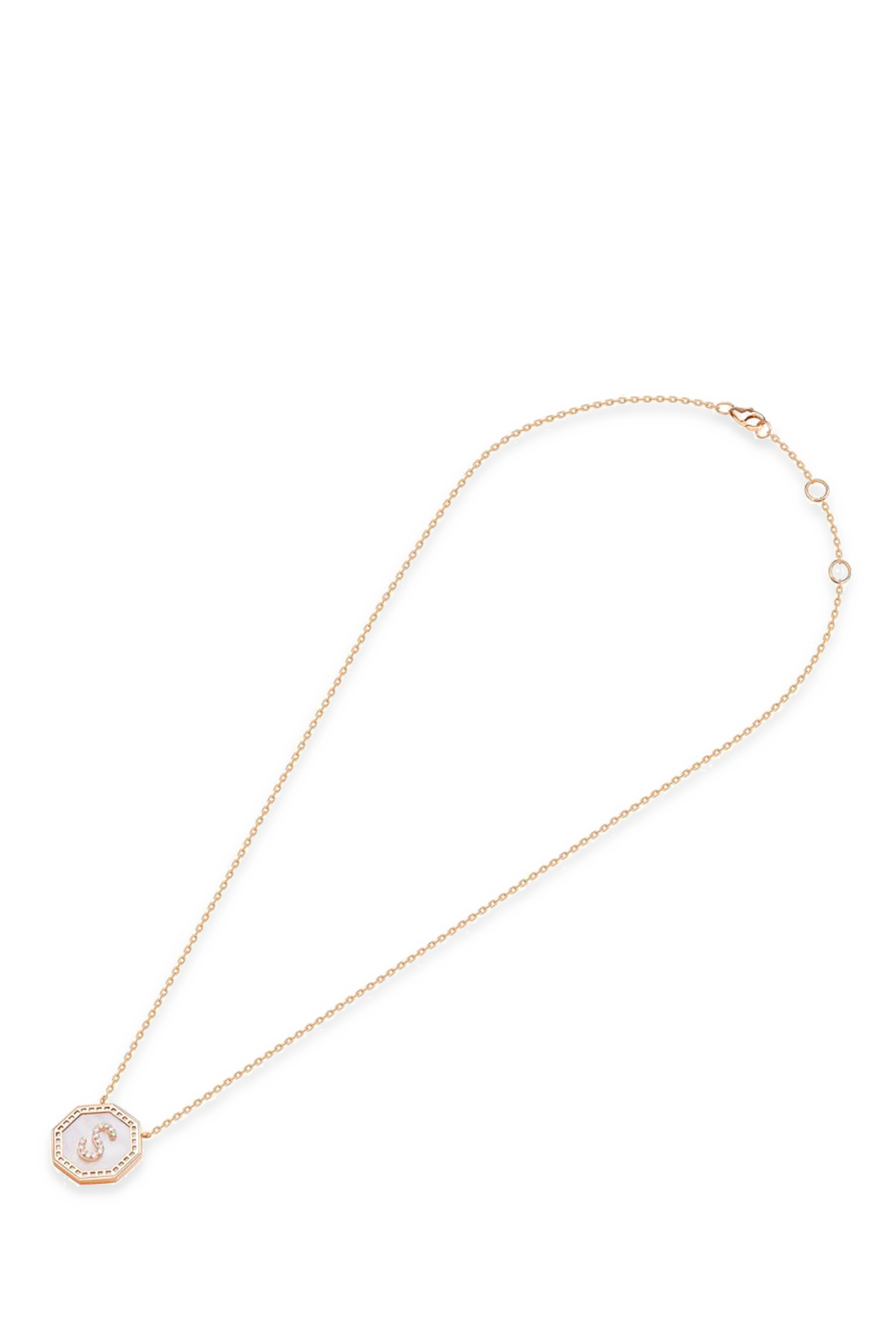  Harf Turath Letter A Pendant Necklace, 18k Rose Gold, Diamonds  Mother of Pearl
