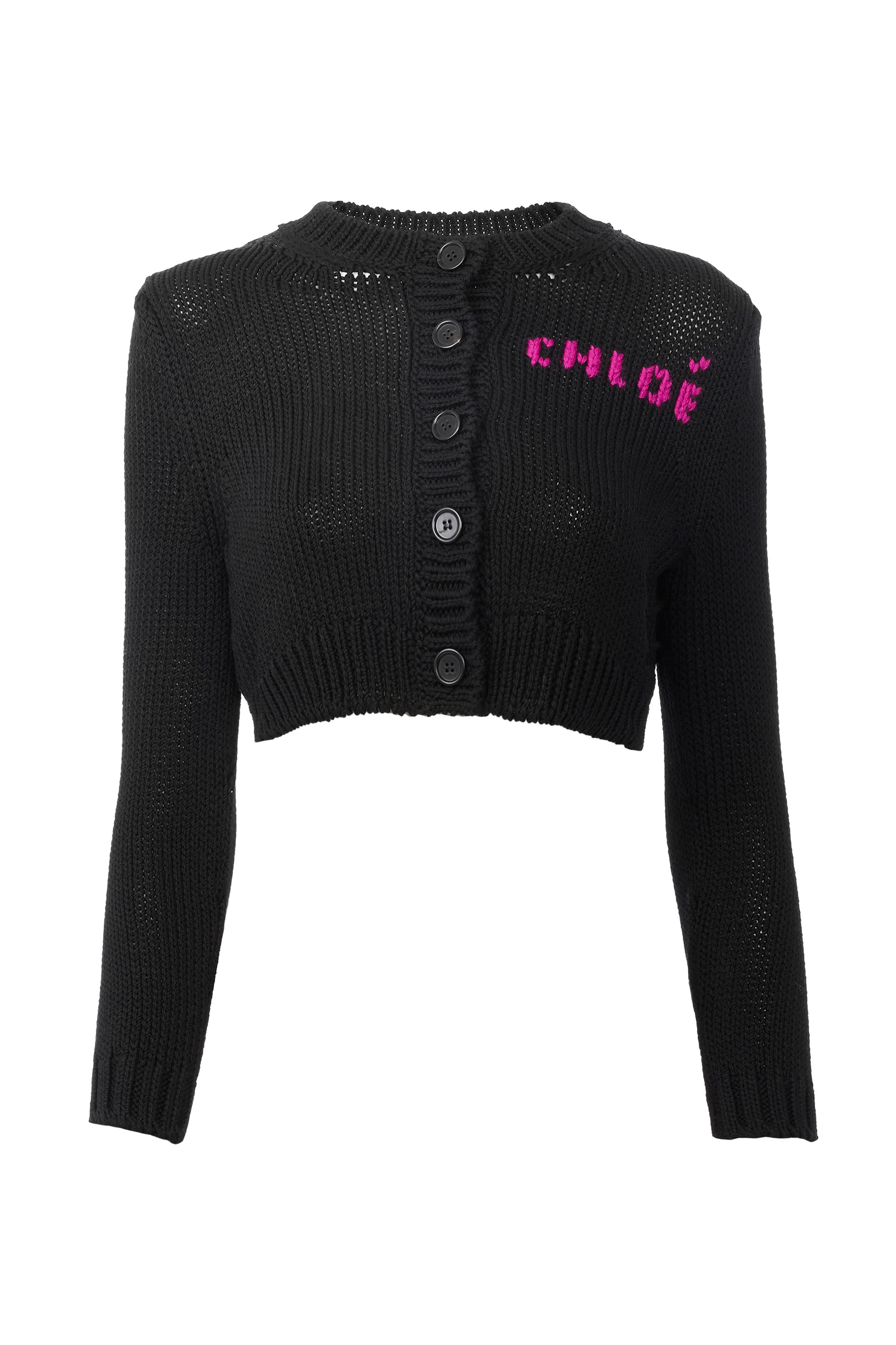 Logo Cropped Fitted Cardigan