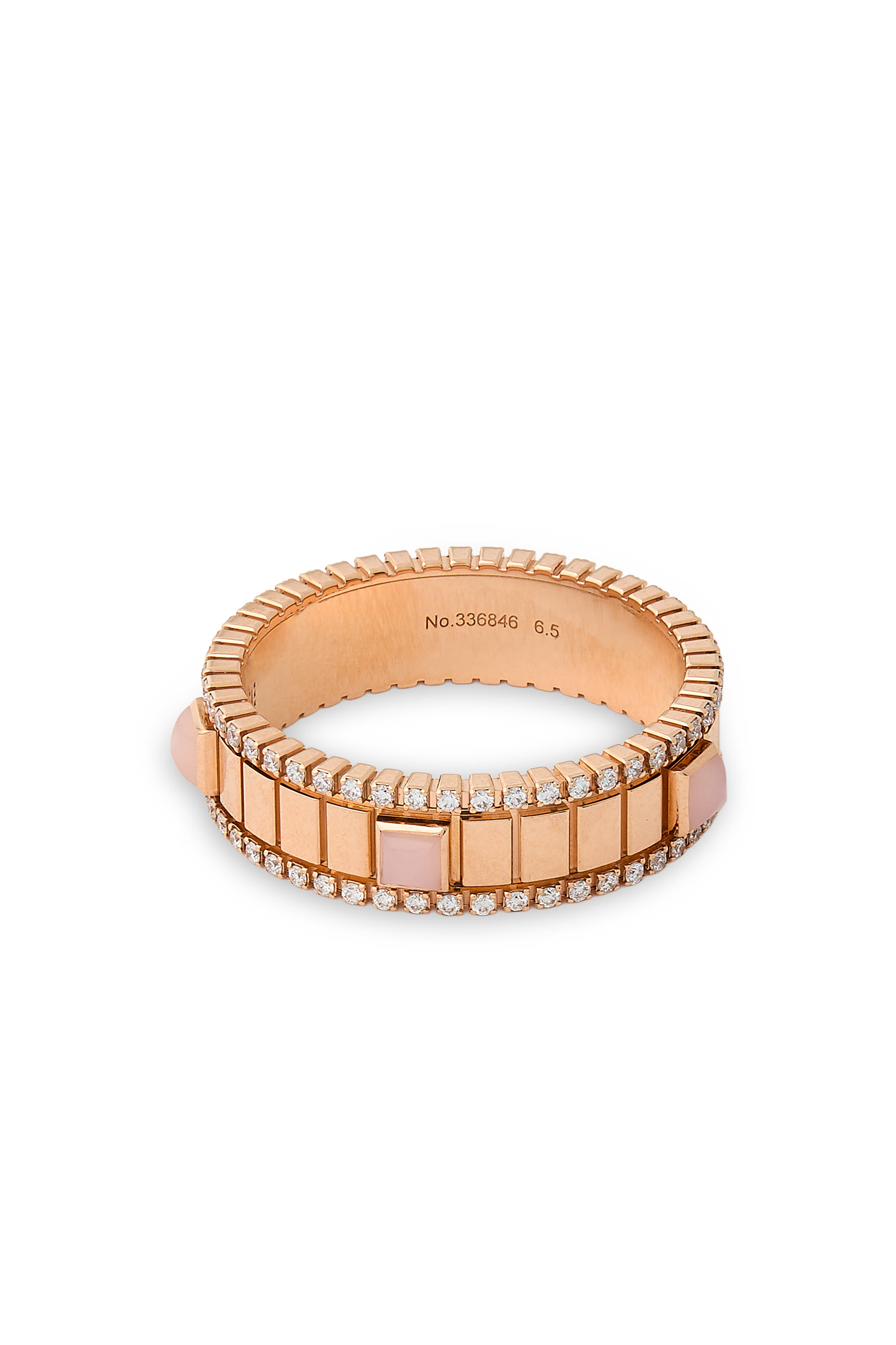 LIFE Ring, 18K Rose Gold, Diamonds  Pink Opal