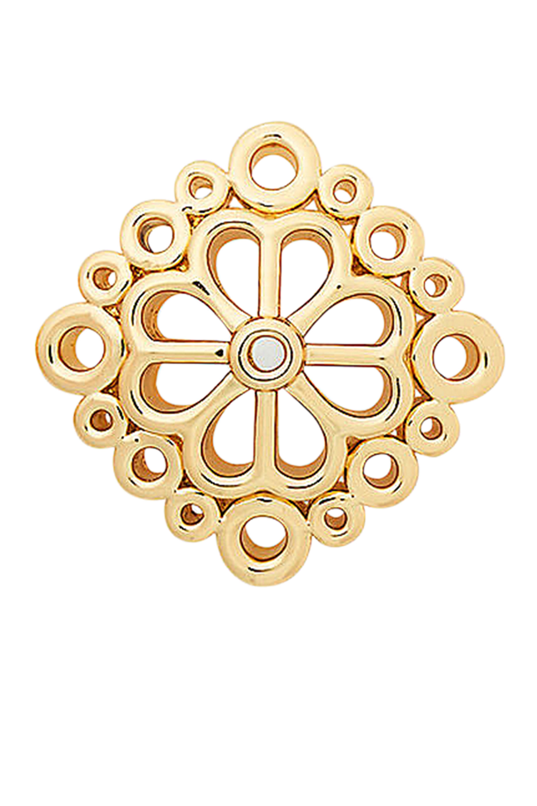 Spade Flower Lace Studs, Plated Metal  Cubic Zirconia, Surgical Steel Posts